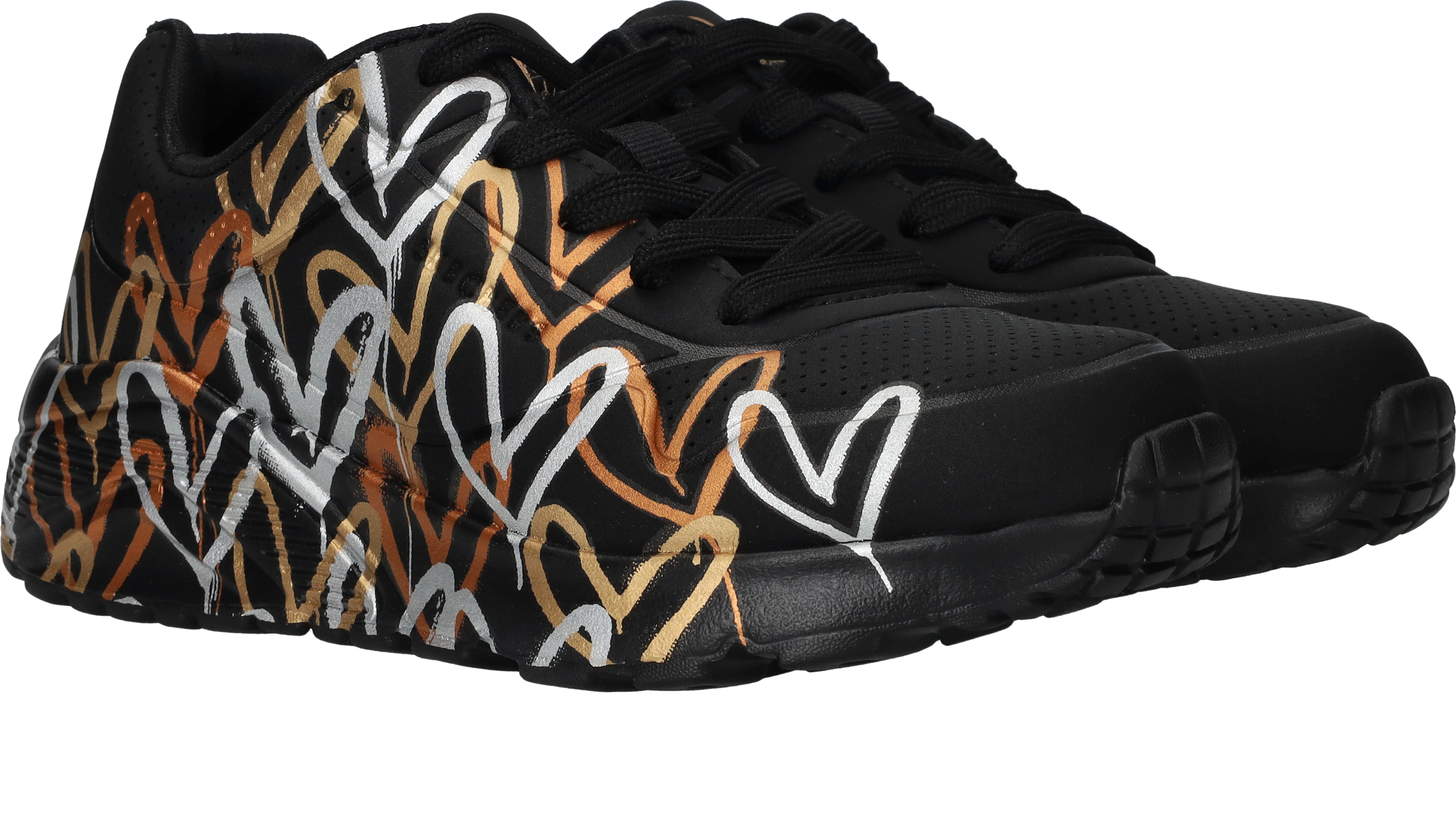 Skechers Uno Lite Metallic Love, Zwart (2)