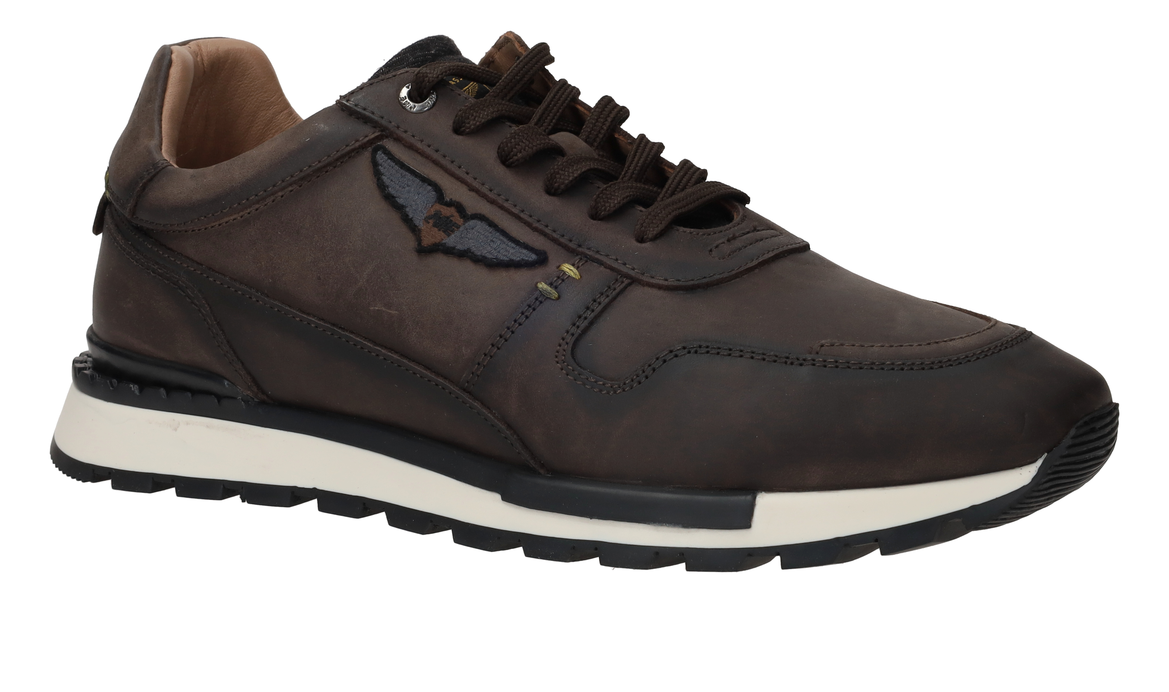 Bruine leren sneakers met bronzen details | Lage sneakers | Sacha | Sacha