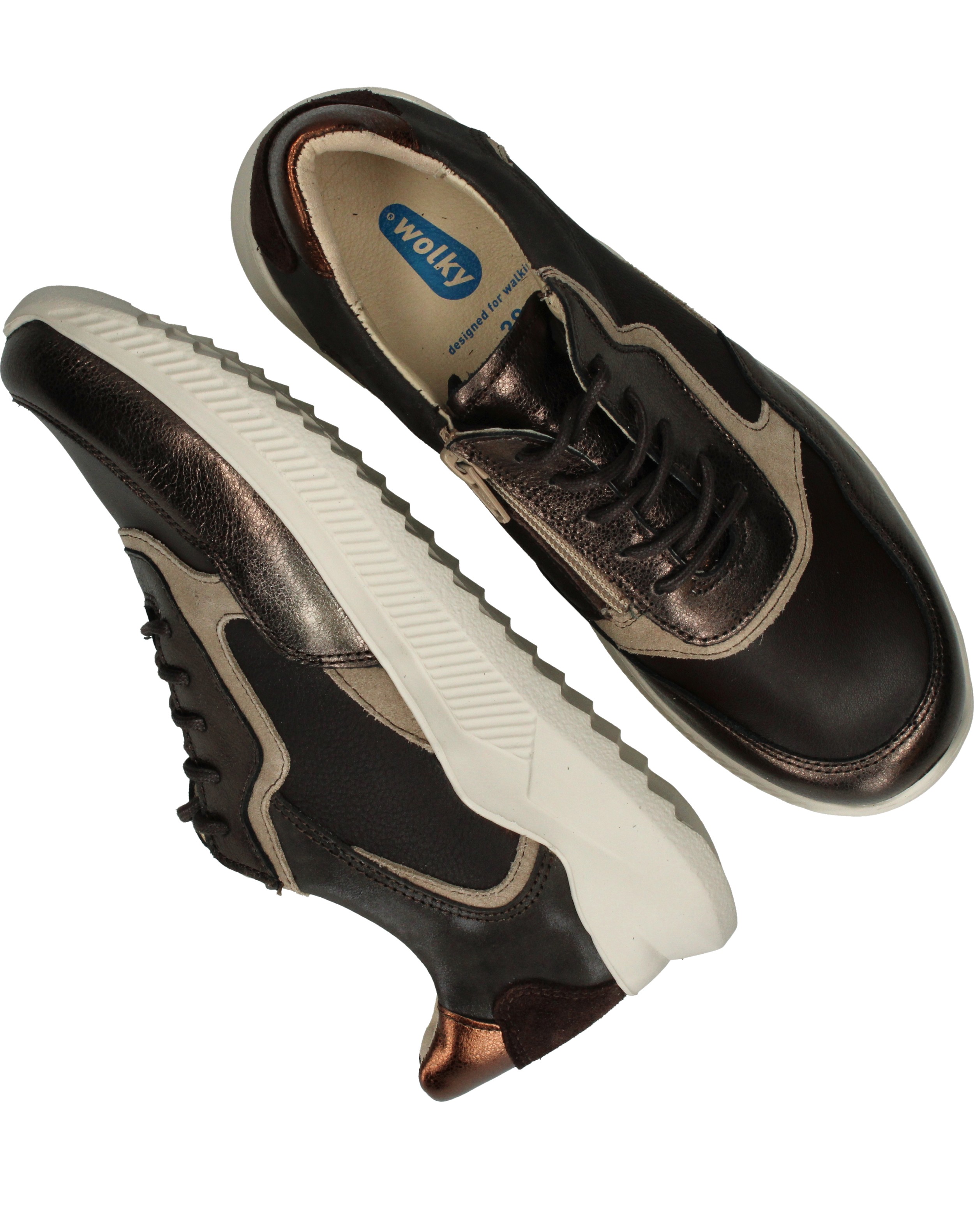 Wolky E-Way S2F Sneakers Dames Bruin, sneaker voor dames – foto 4