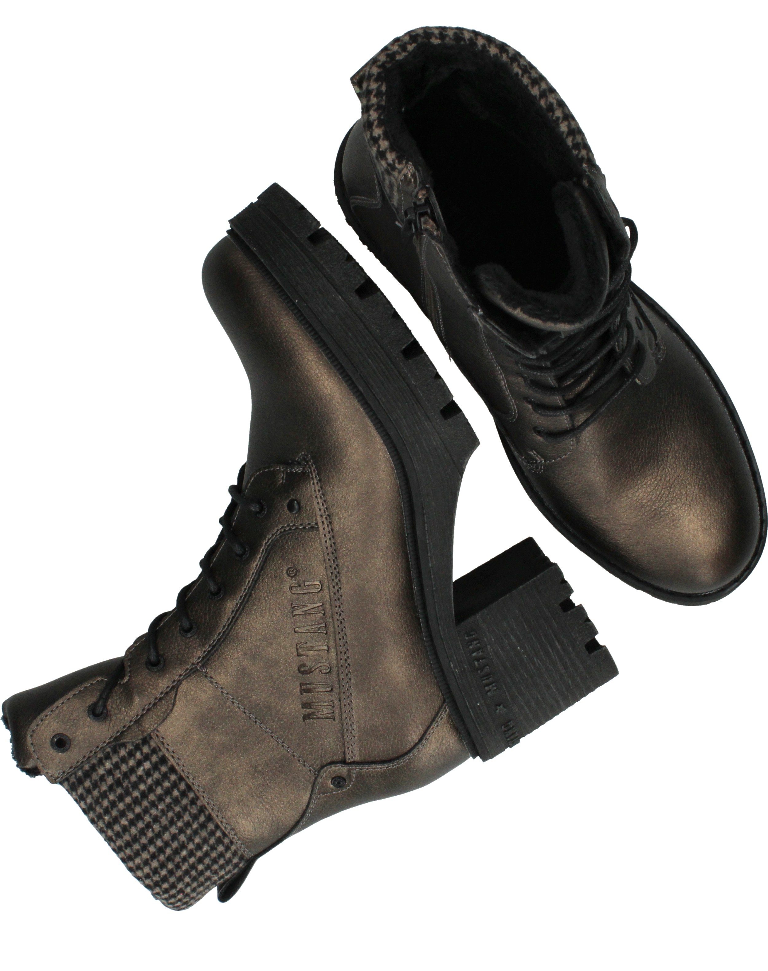 Mustang Veterboots Dames Goud, veterboot voor dames – foto 4