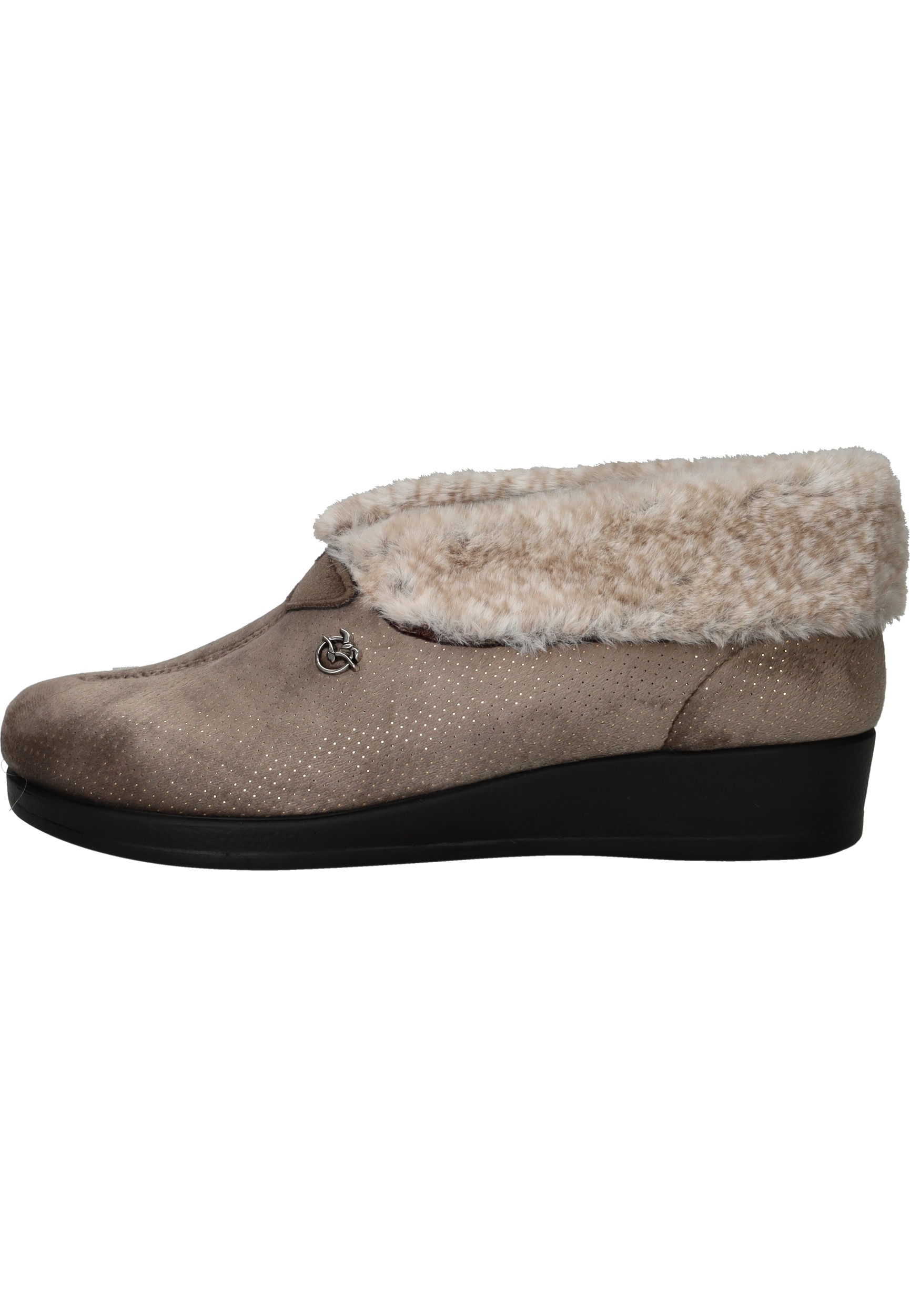 Belizia sloffen met bontkraag voor dames - taupe