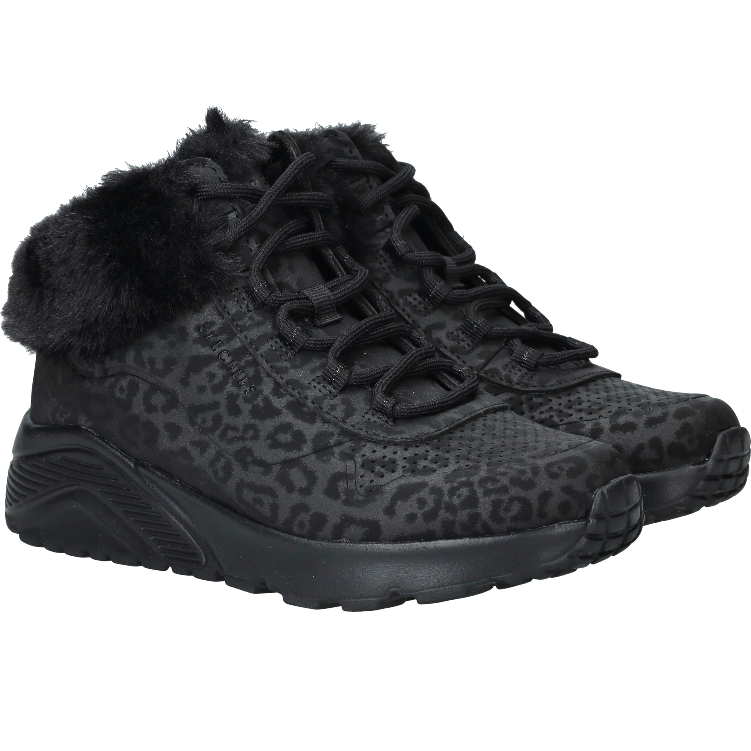 Skechers Uno Lite Veterboots Dames Zwart