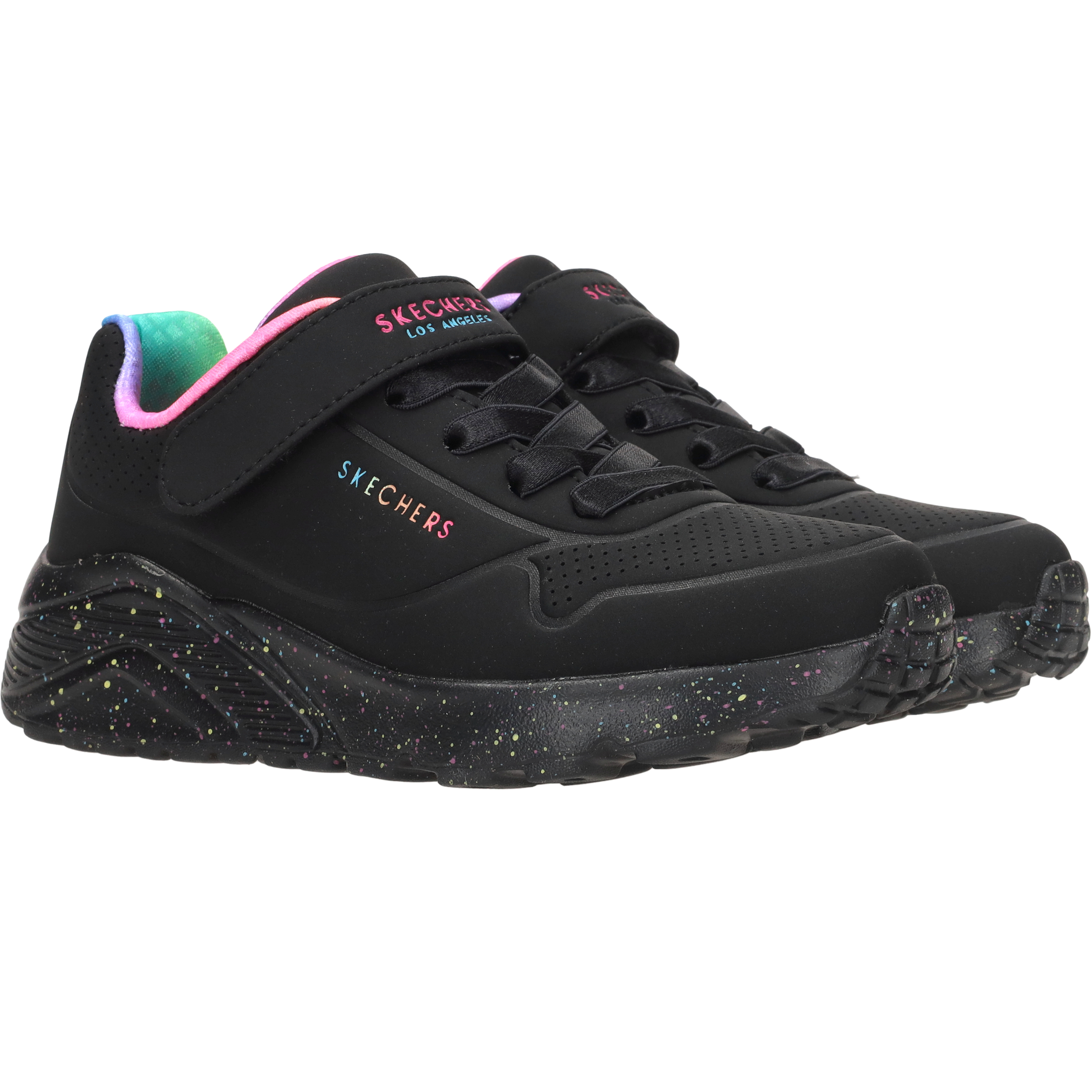Skechers Uno Lite Rainbow Specks Sneakers Meisjes Zwart