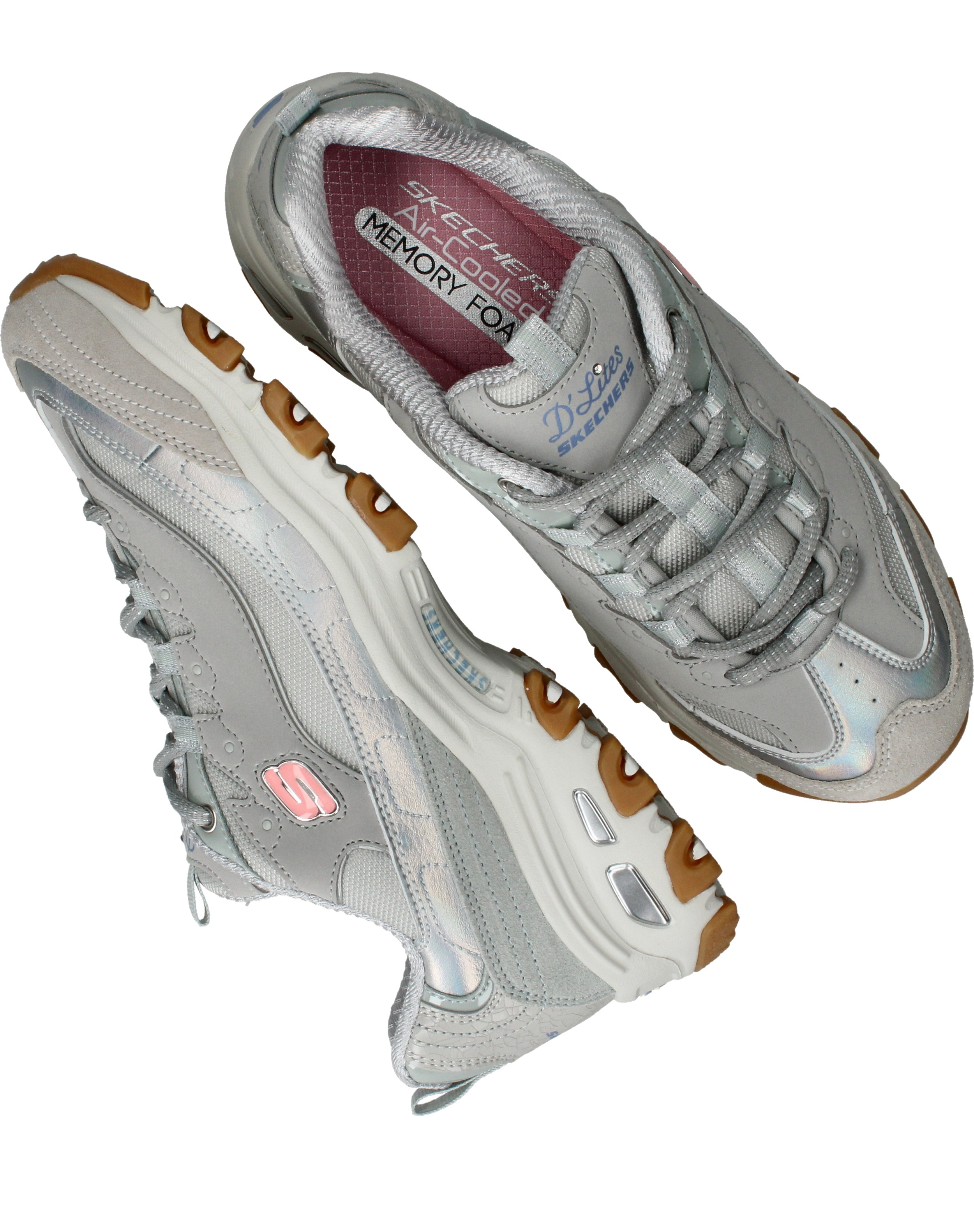 Skechers D Lites Sneakers Dames Grijs, sneaker voor dames – foto 4