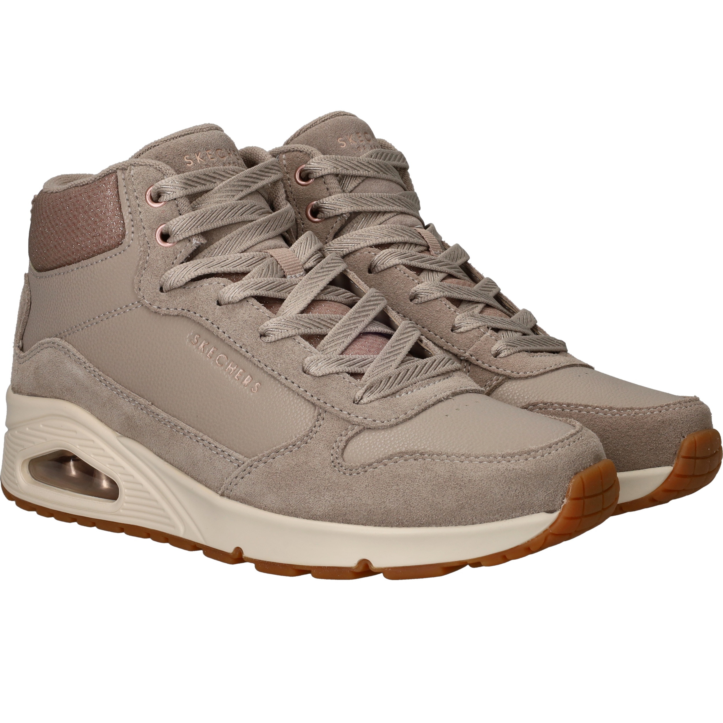 Skechers Uno Veterschoenen Dames Beige, veterschoen voor dames – foto 2