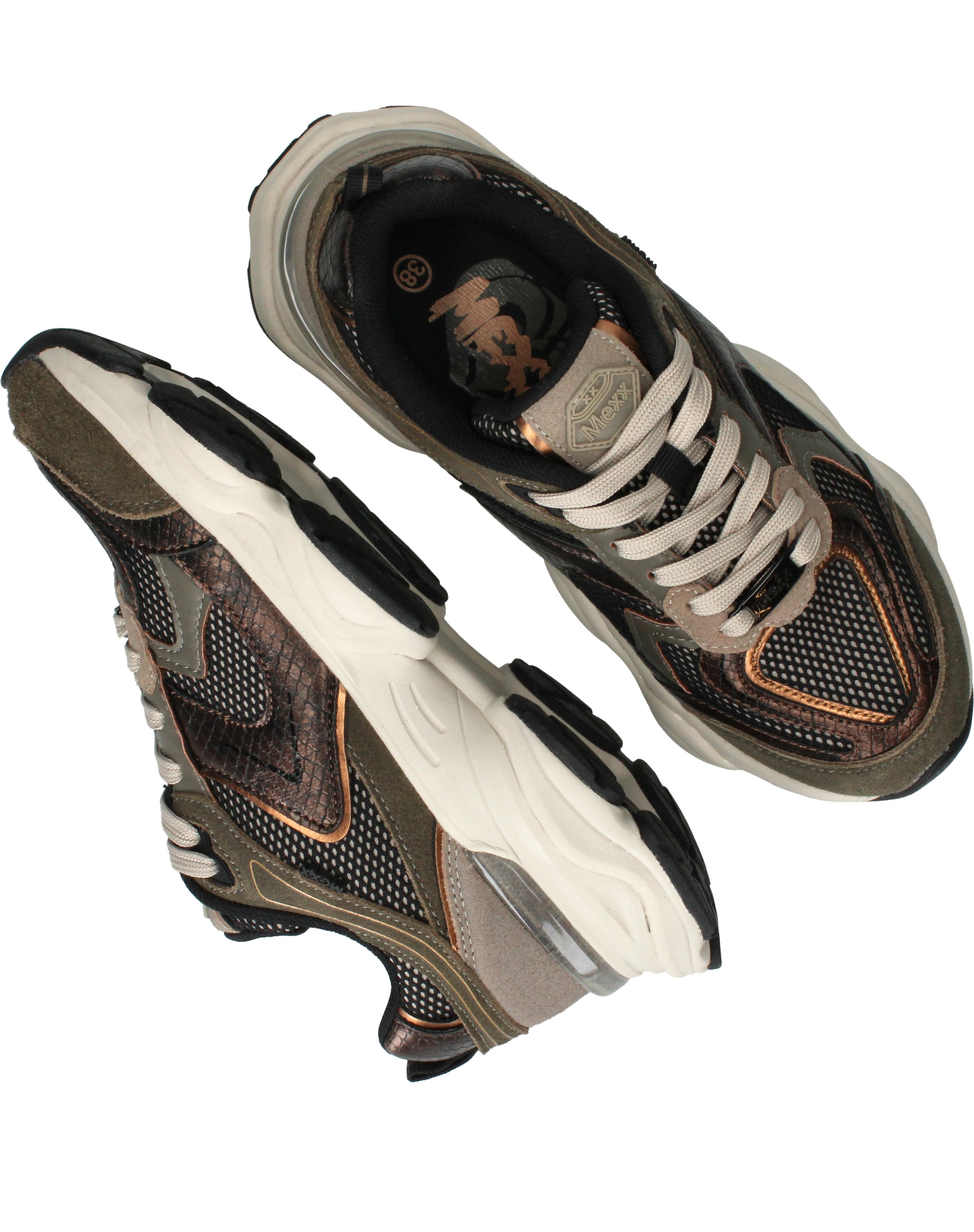 Mexx Norah Komo Sneakers Dames Groen, sneaker voor dames – foto 4