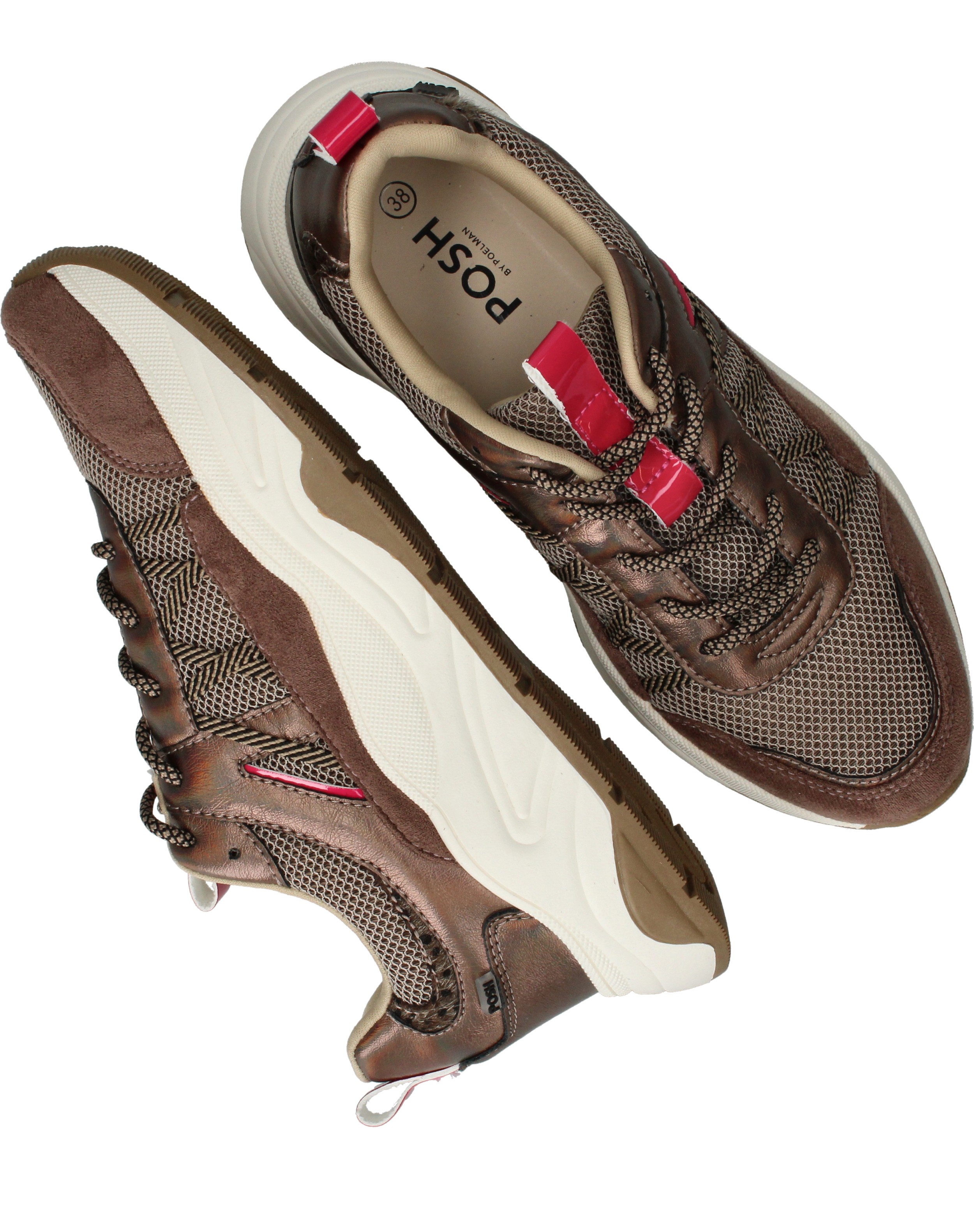 POSH By Poelman Sneakers Dames Bruin – foto 3
