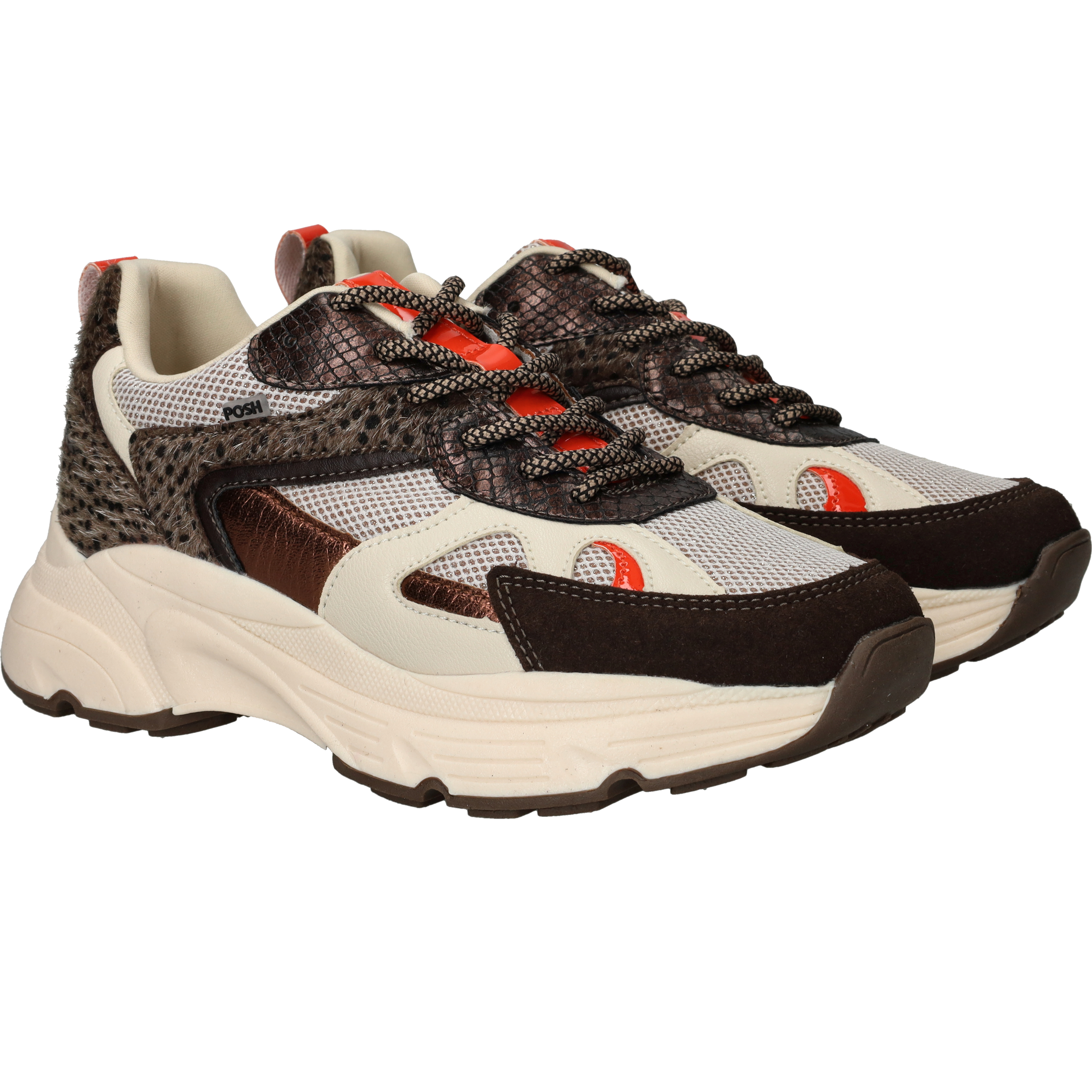 POSH By Poelman Sneakers Dames Bruin, sneaker voor dames – foto 8