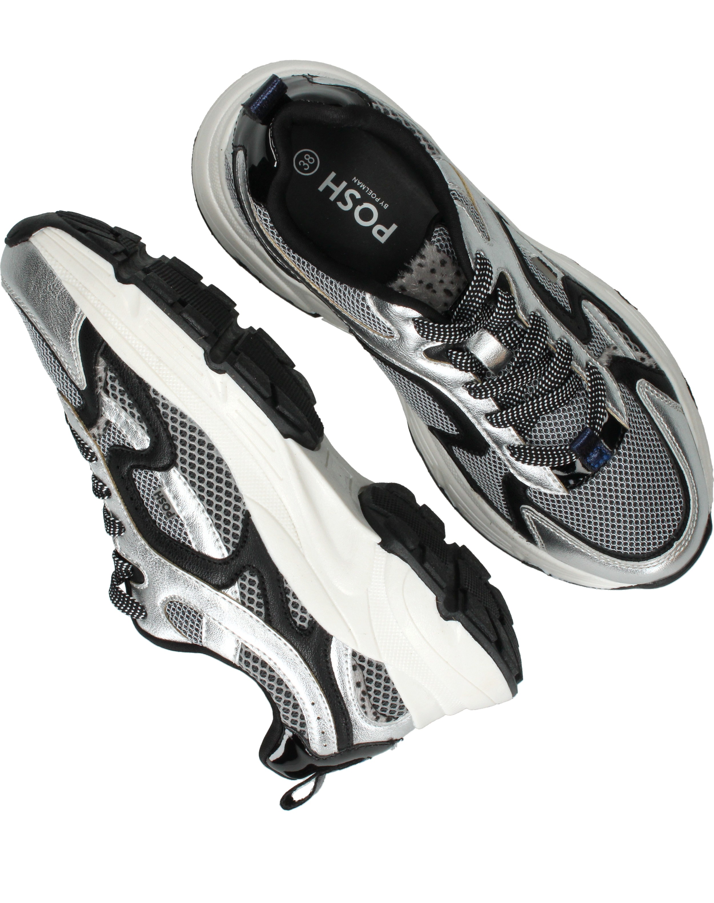 POSH By Poelman Sneakers Dames Zilver, sneaker voor dames – foto 4