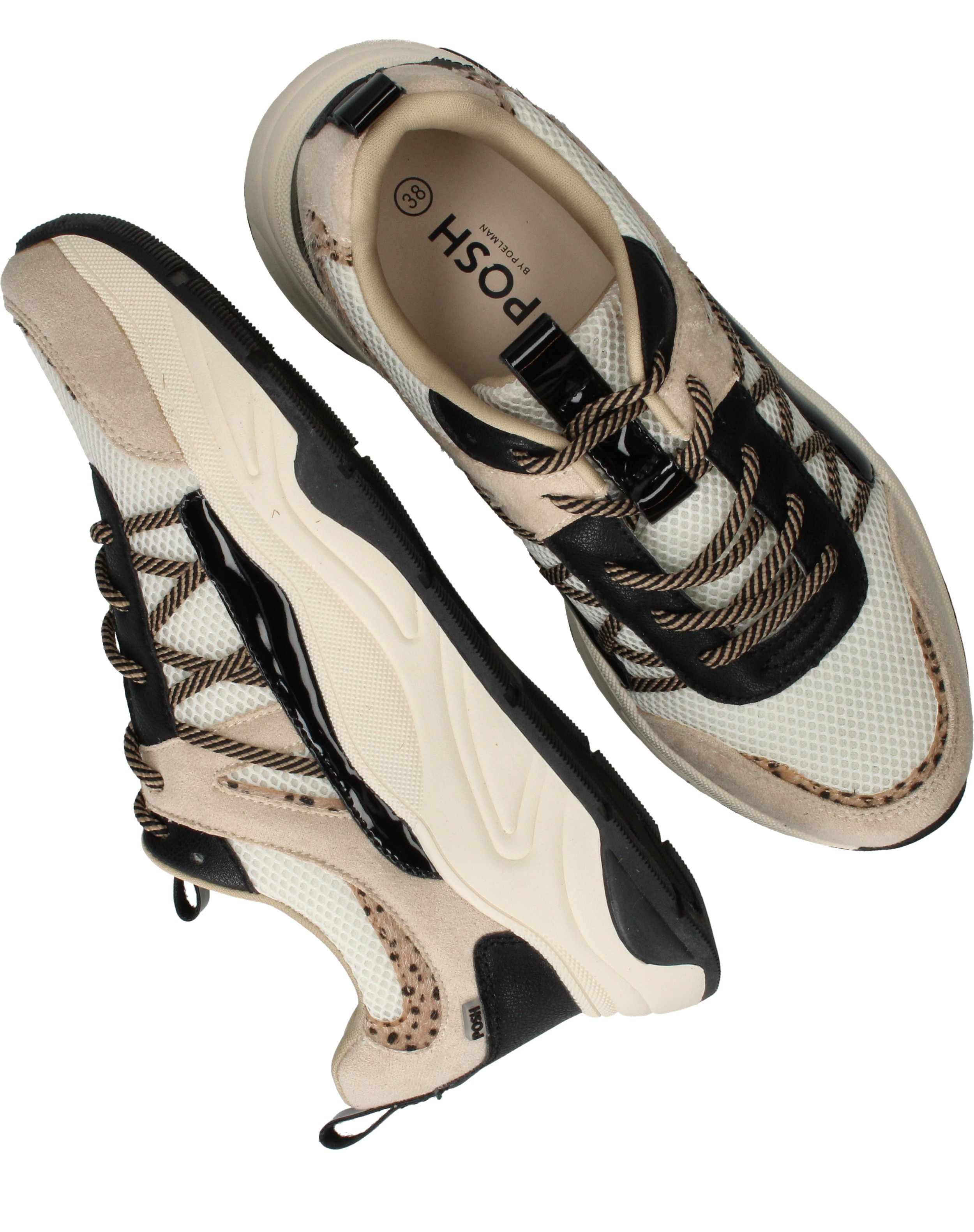 POSH By Poelman Sneakers Dames Beige, sneaker voor dames – foto 4