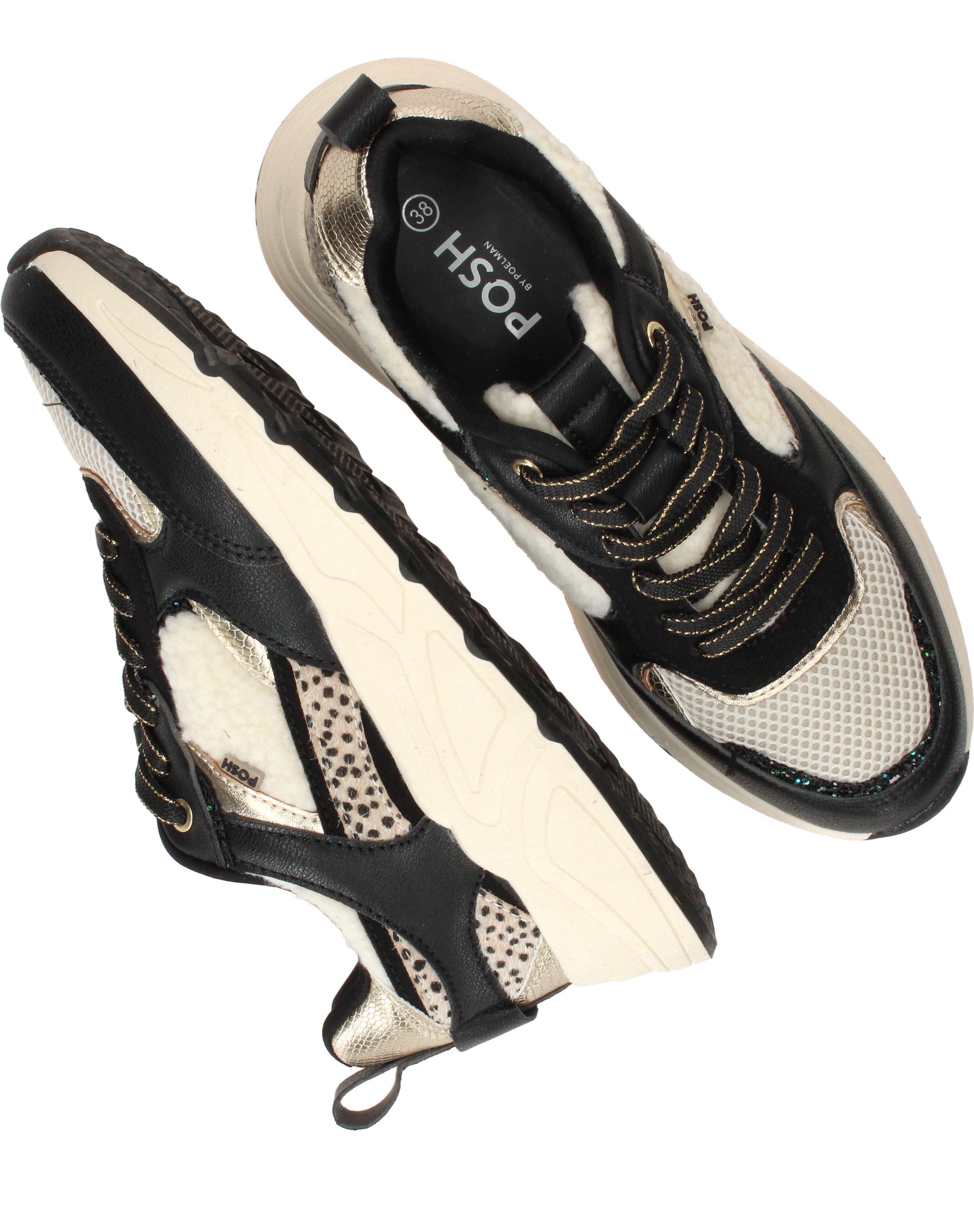 POSH By Poelman Sneakers Dames Zwart, sneaker voor dames – foto 4