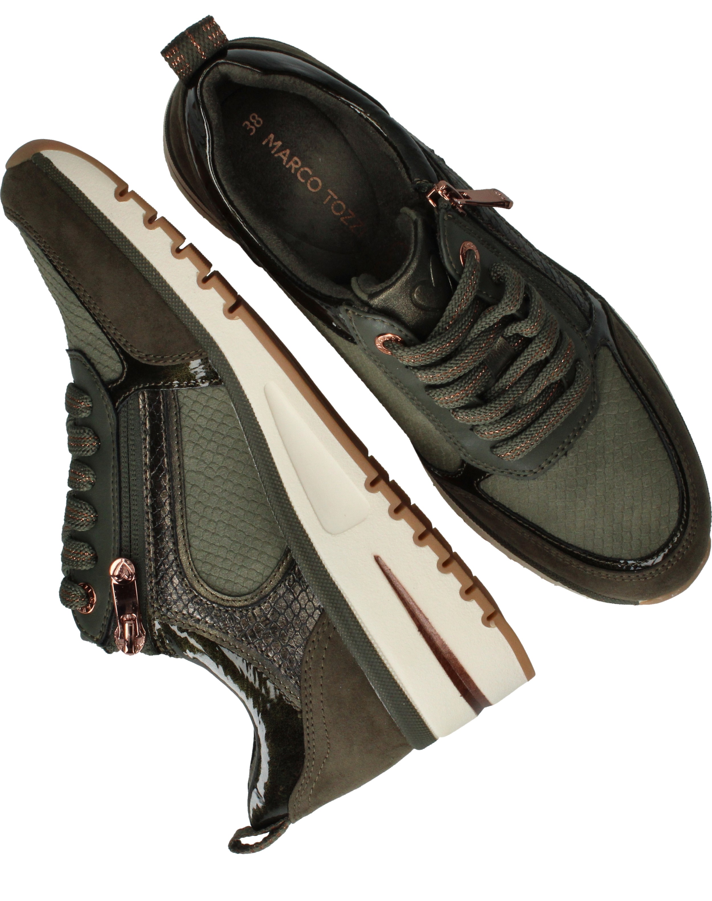 Marco Tozzi Sneakers Dames Groen, sneaker voor dames – foto 4