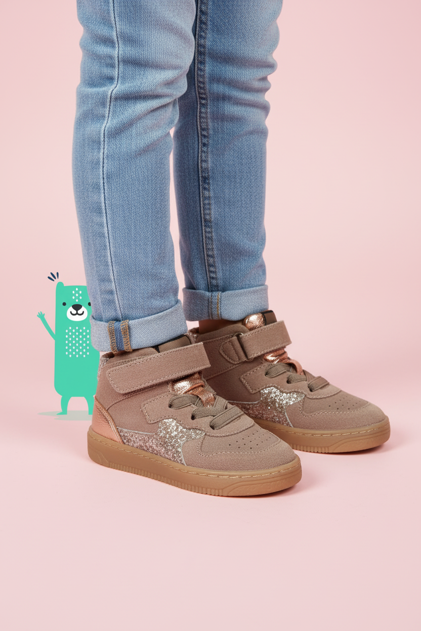 IK-KE Sneakers Meisjes Taupe, sneaker voor meisjes – foto 6