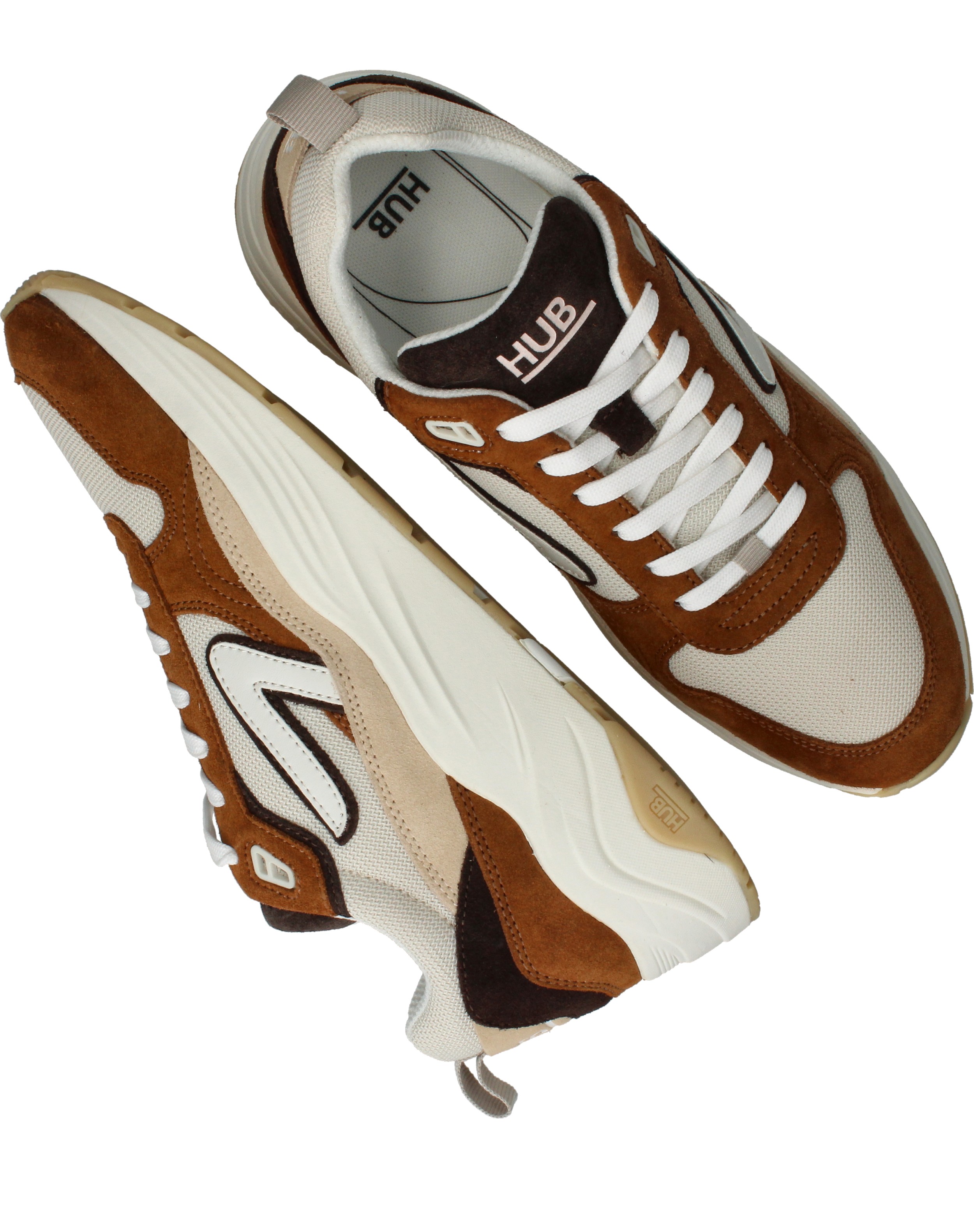 Hub Glide Sneakers Heren Bruin, sneaker voor heren – foto 4