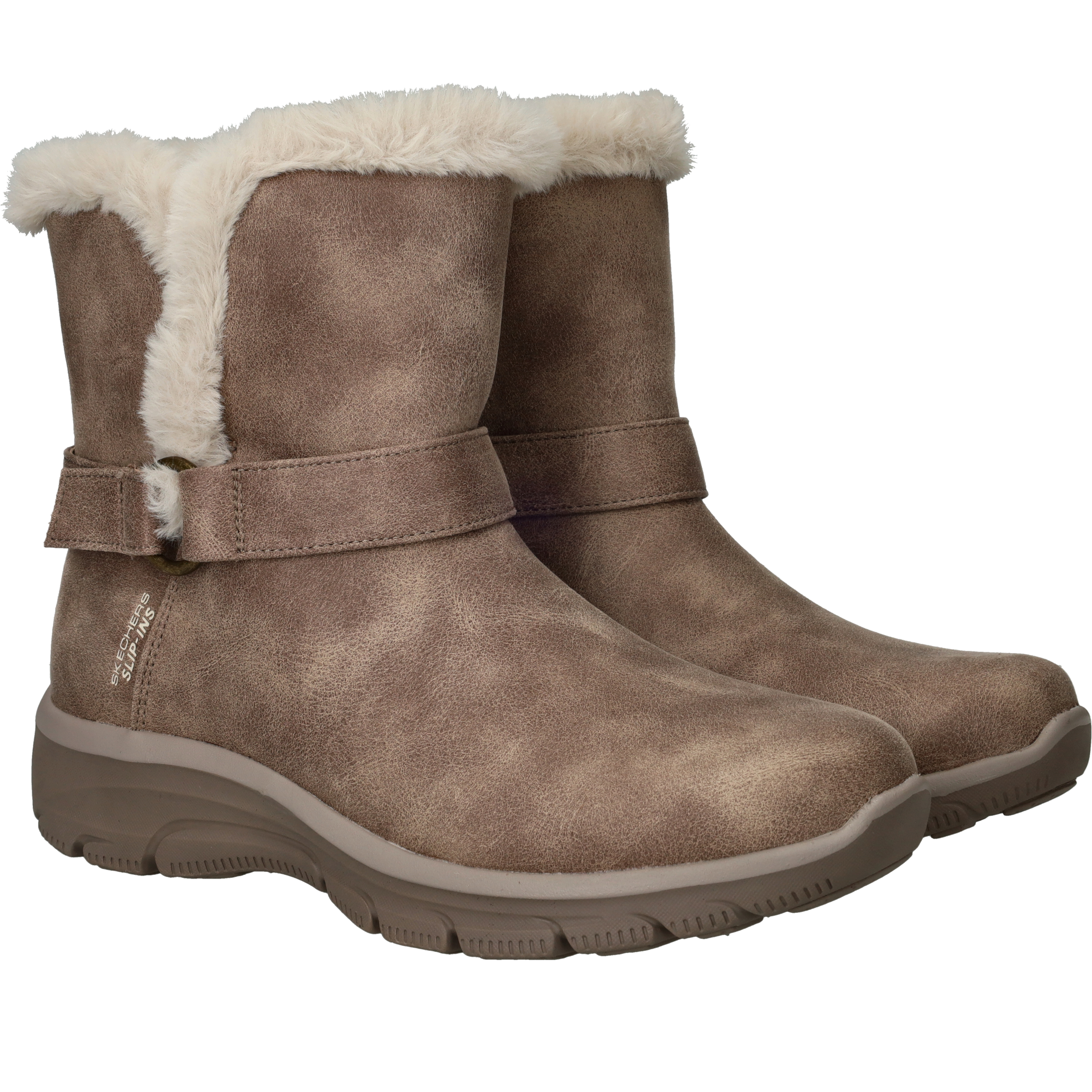 Skechers Slip-Ins Relaxed Fit Vegan Boots Dames Beige, enkellaars voor dames – foto 2