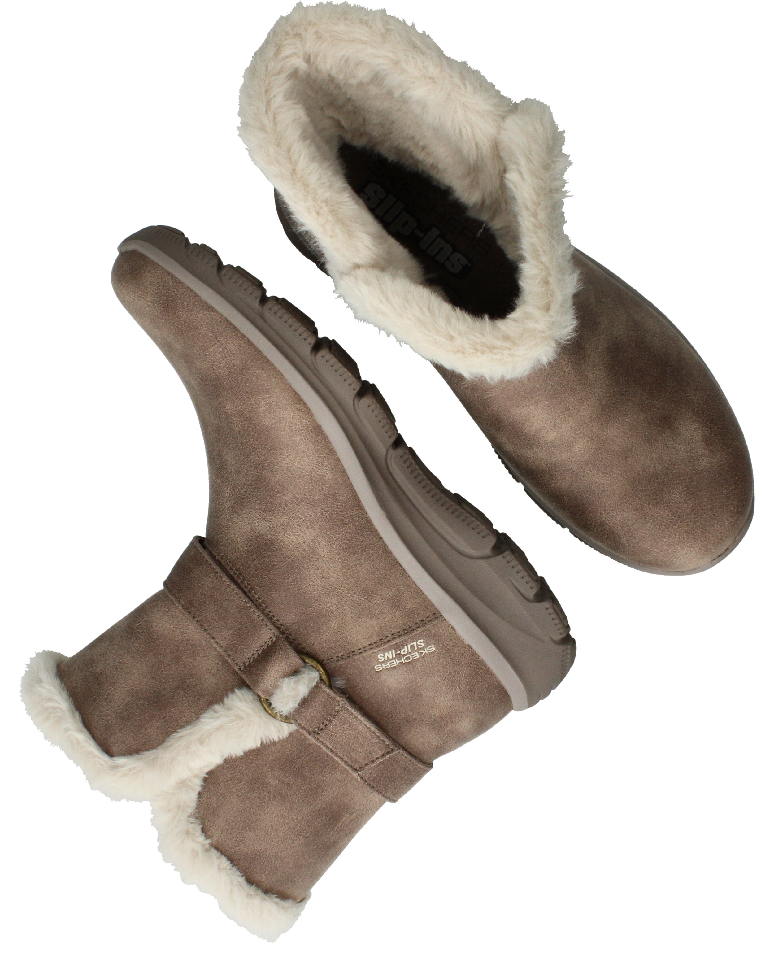 Skechers Slip-Ins Relaxed Fit Vegan Boots Dames Beige, enkellaars voor dames – foto 4