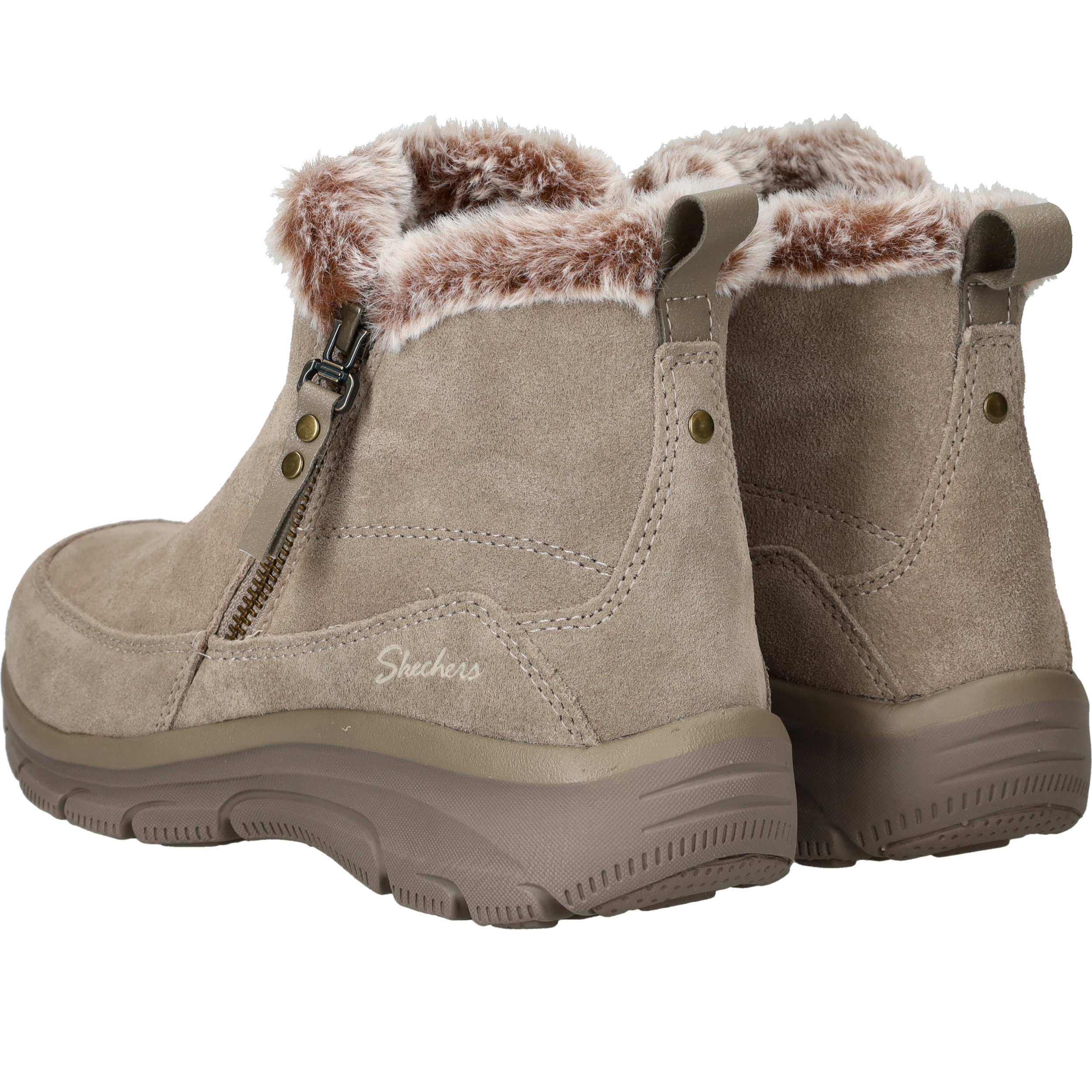Skechers Slip-Ins Relaxed Fit Boots Dames Beige, enkellaars voor dames – foto 3