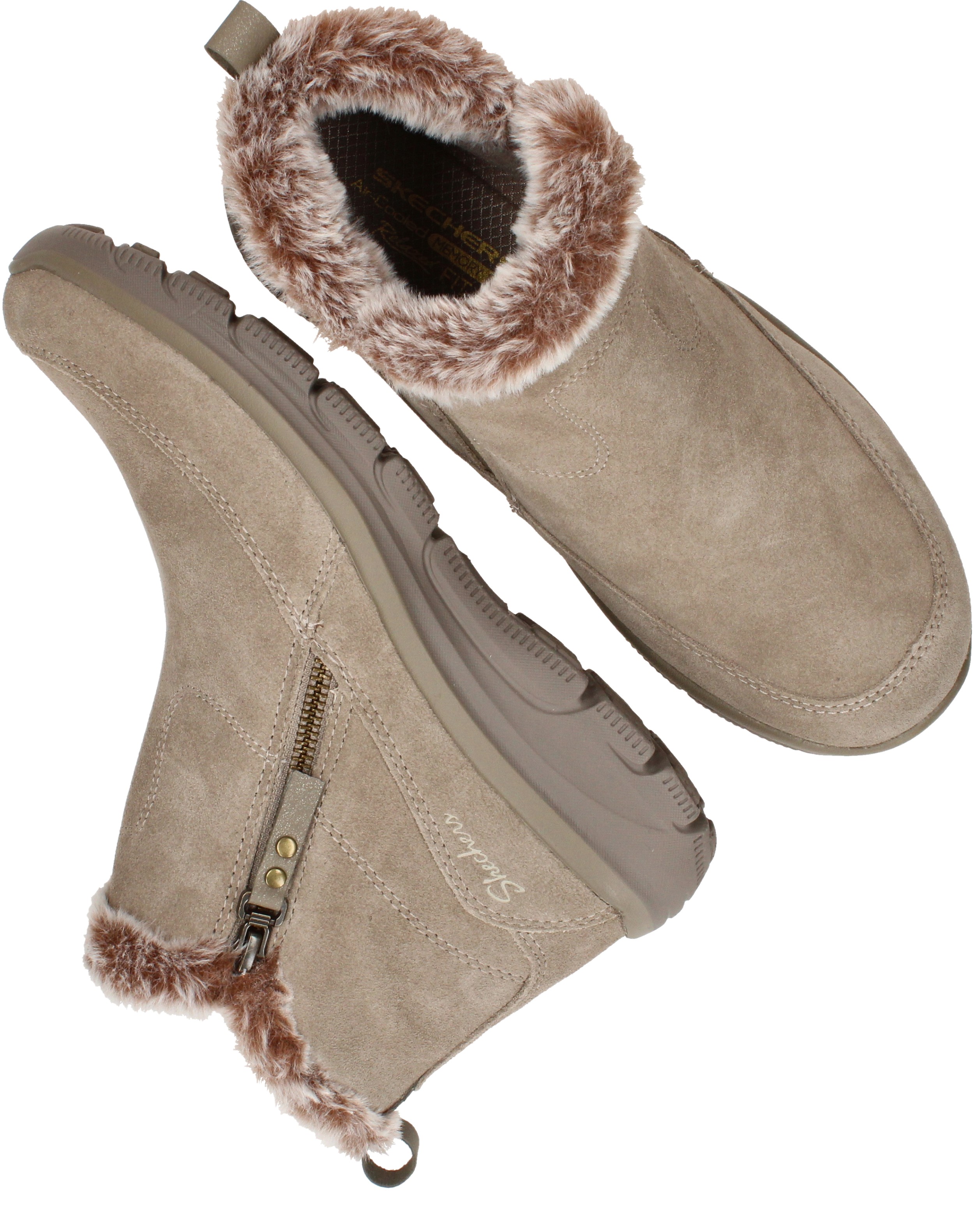 Skechers Slip-Ins Relaxed Fit Boots Dames Beige, enkellaars voor dames – foto 4