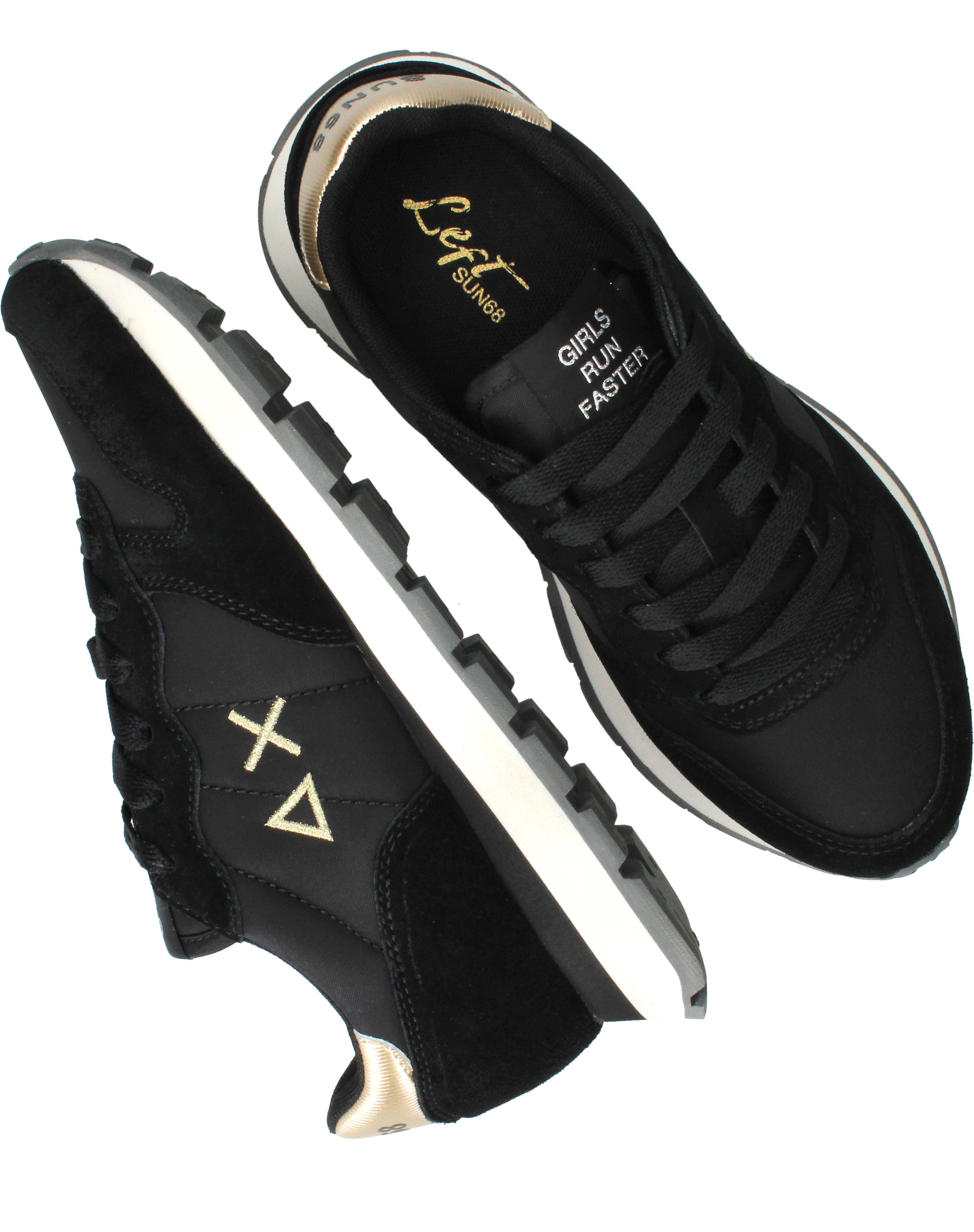 SUN68 Ally Gold Silver Sneakers Dames Zwart, sneaker voor dames – foto 4
