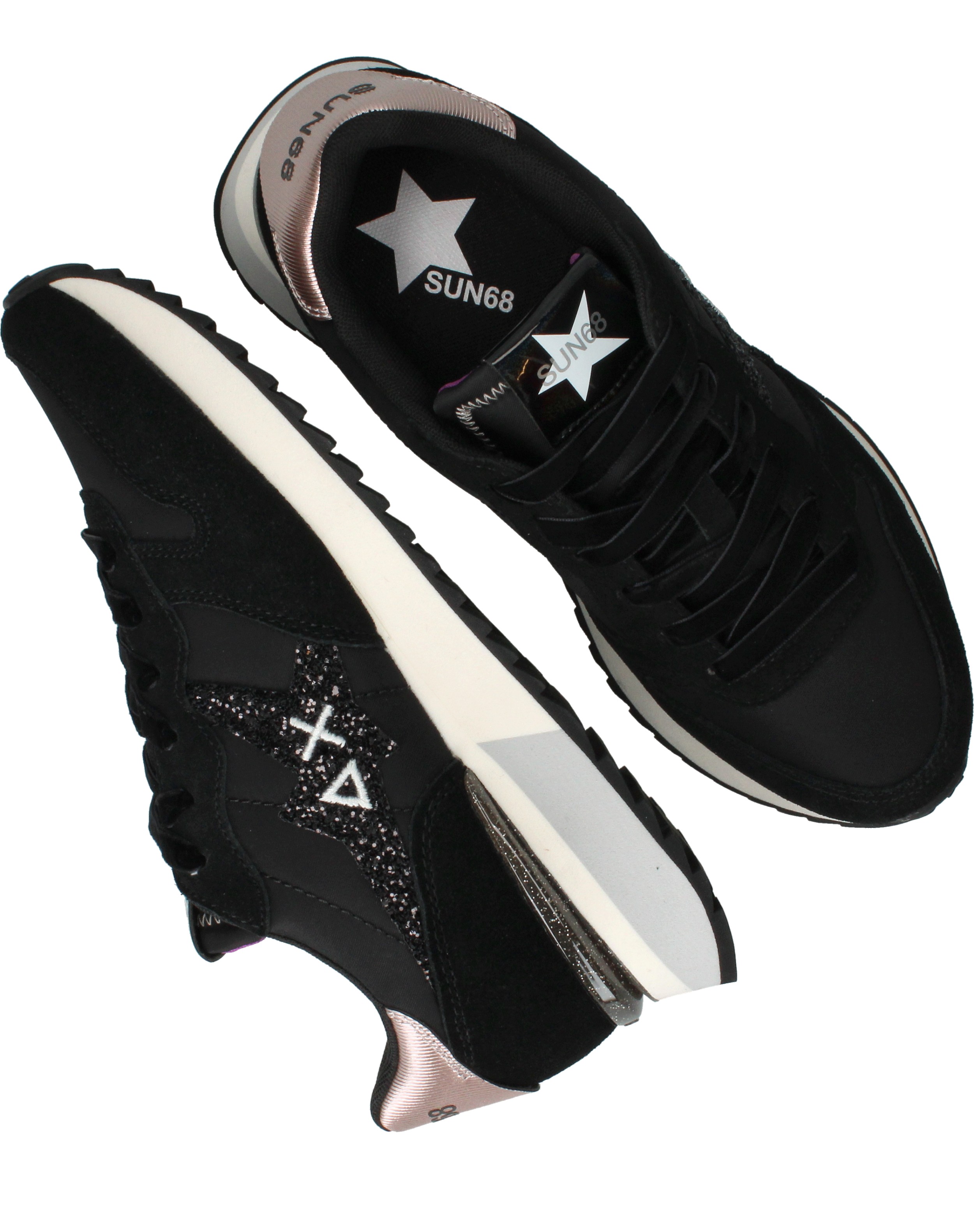 SUN68 Stargirl Glitter Logo Sneakers Zwart, sneaker voor unisex – foto 4