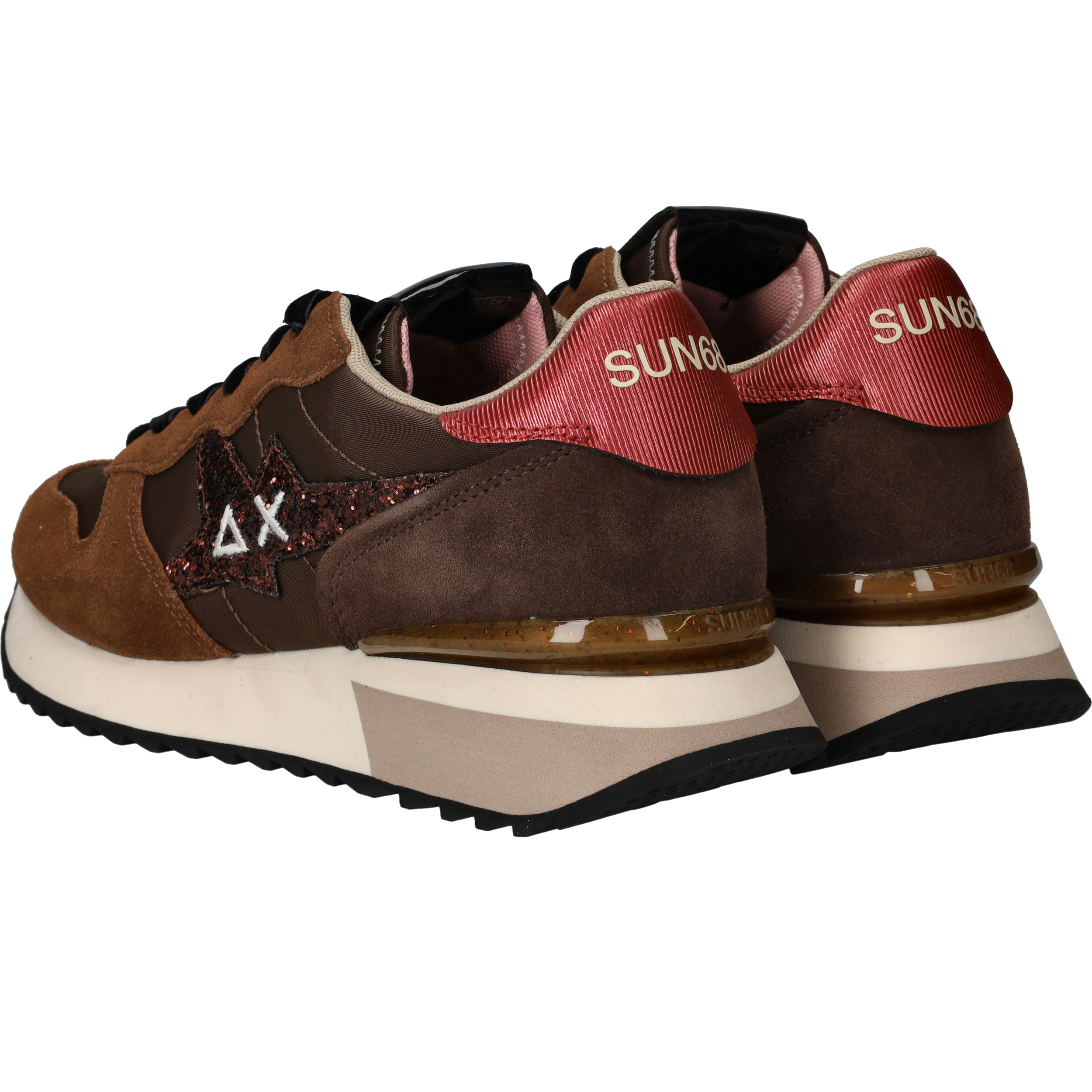 SUN68 Stargirl Glitter Logo Dames Bruin, schoen voor dames – foto 3