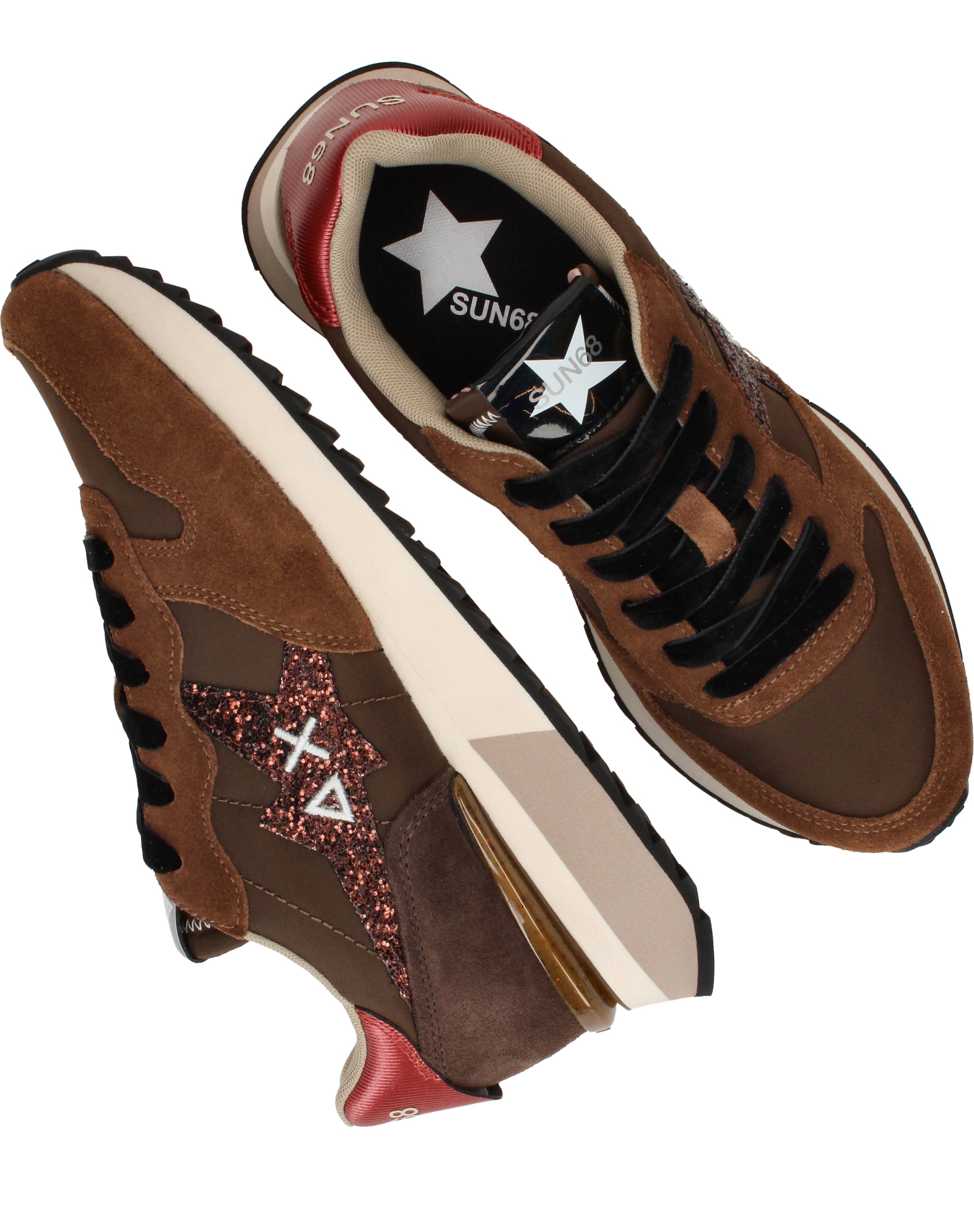 SUN68 Stargirl Glitter Logo Dames Bruin, schoen voor dames – foto 4