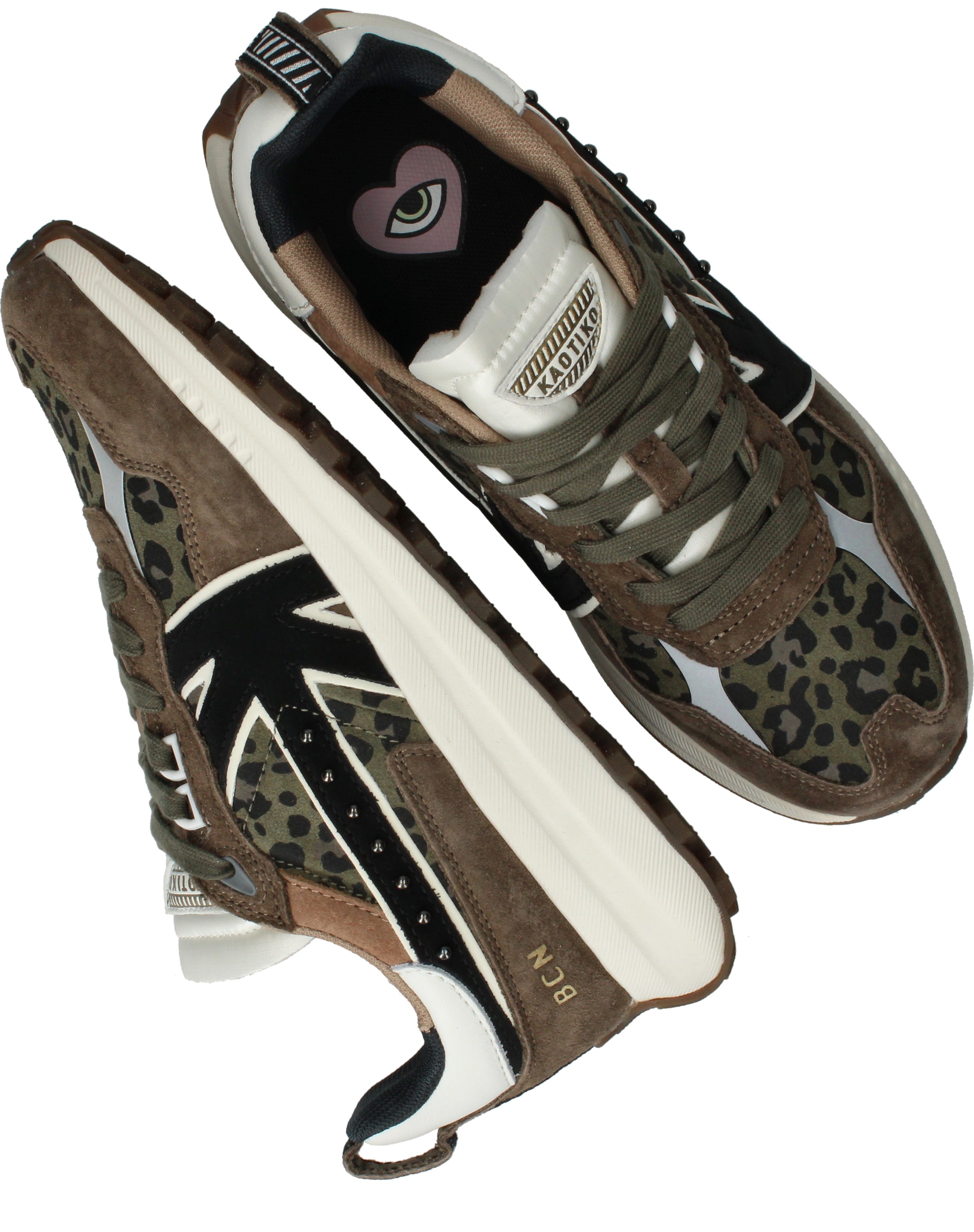 Kaotiko Detroit Glam Sneakers Dames Groen, sneaker voor dames – foto 4
