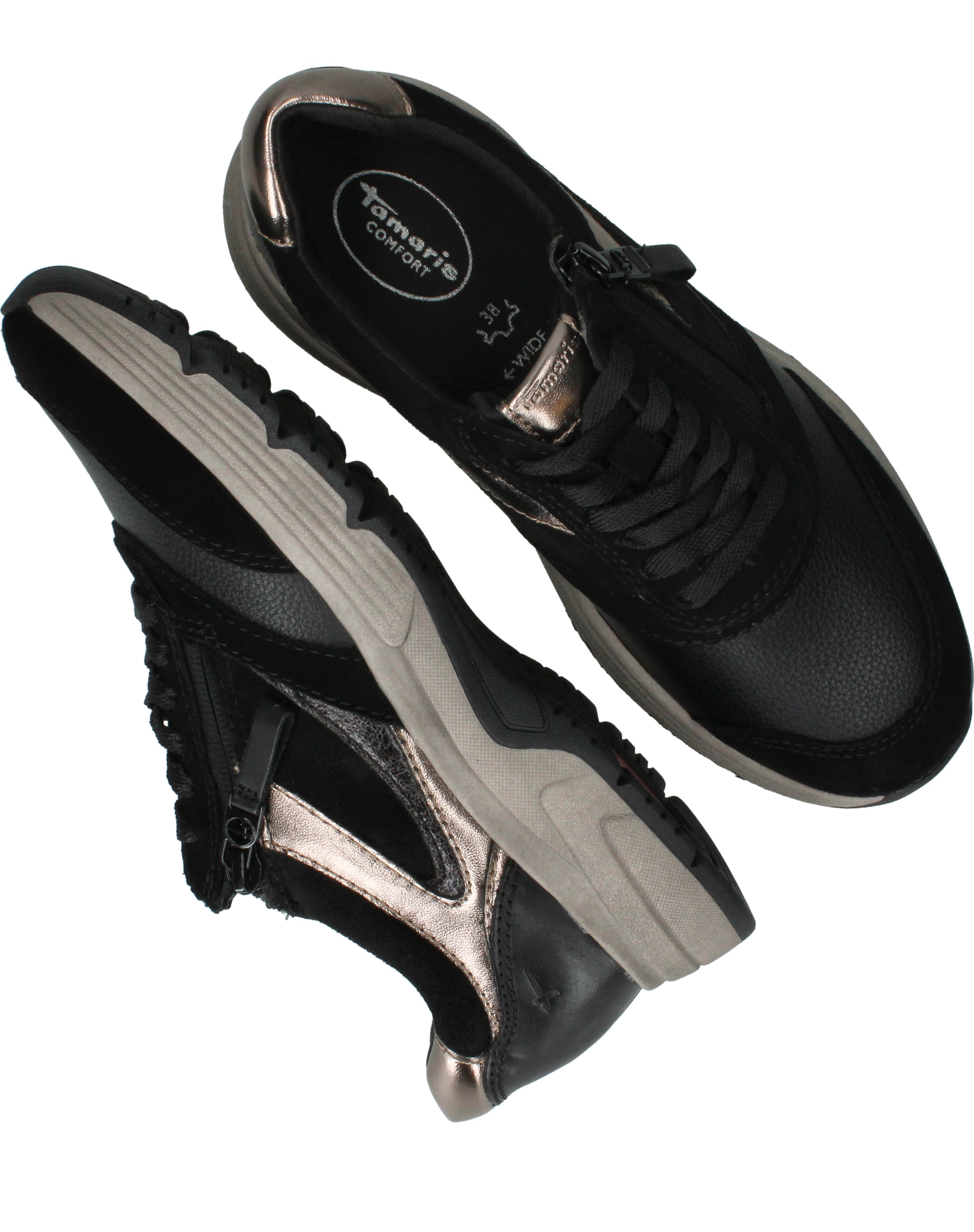 Tamaris Comfort Sneakers Dames Zwart, sneaker voor dames – foto 4