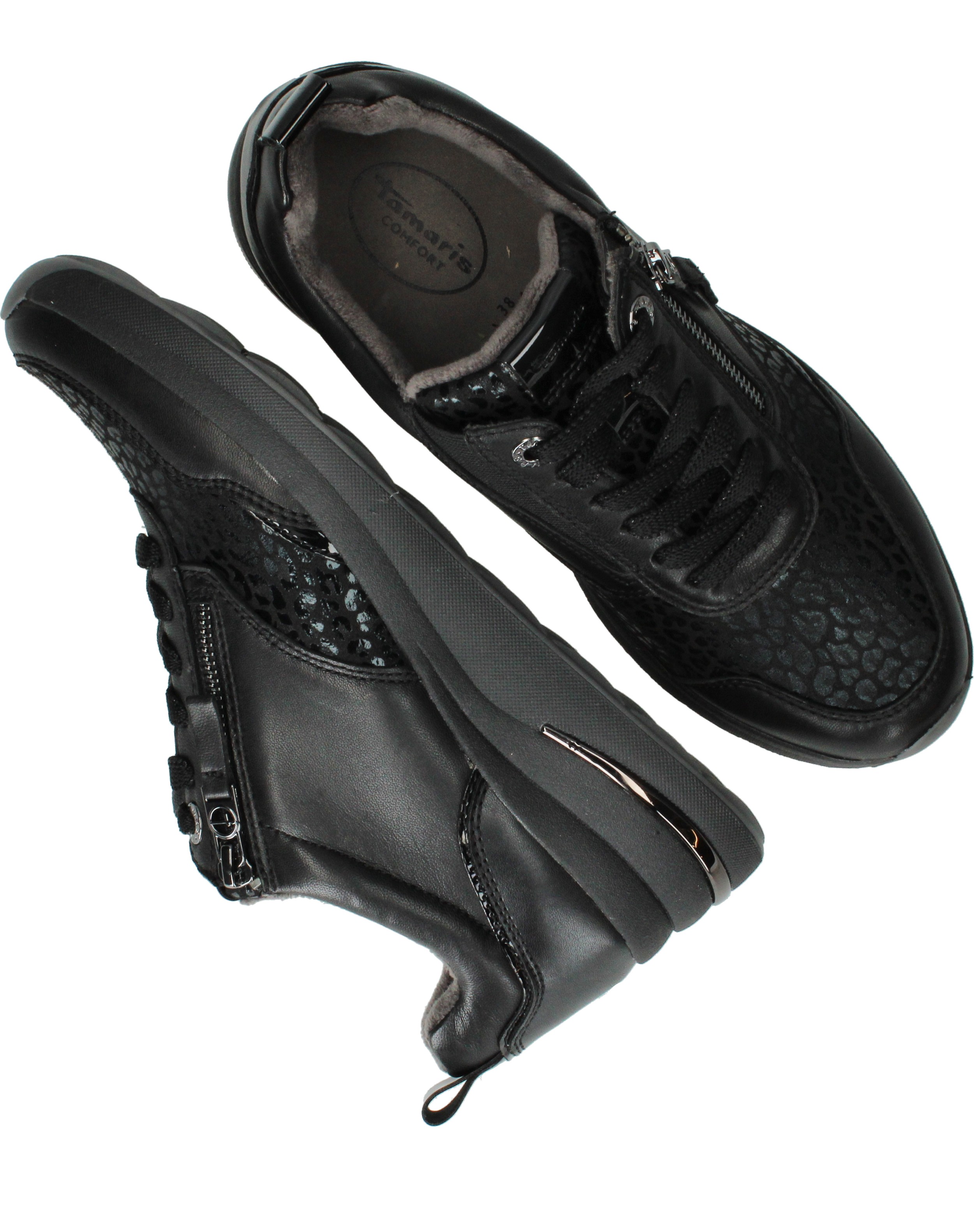 Tamaris Comfort Sneakers Dames Zwart, sneaker voor dames – foto 8