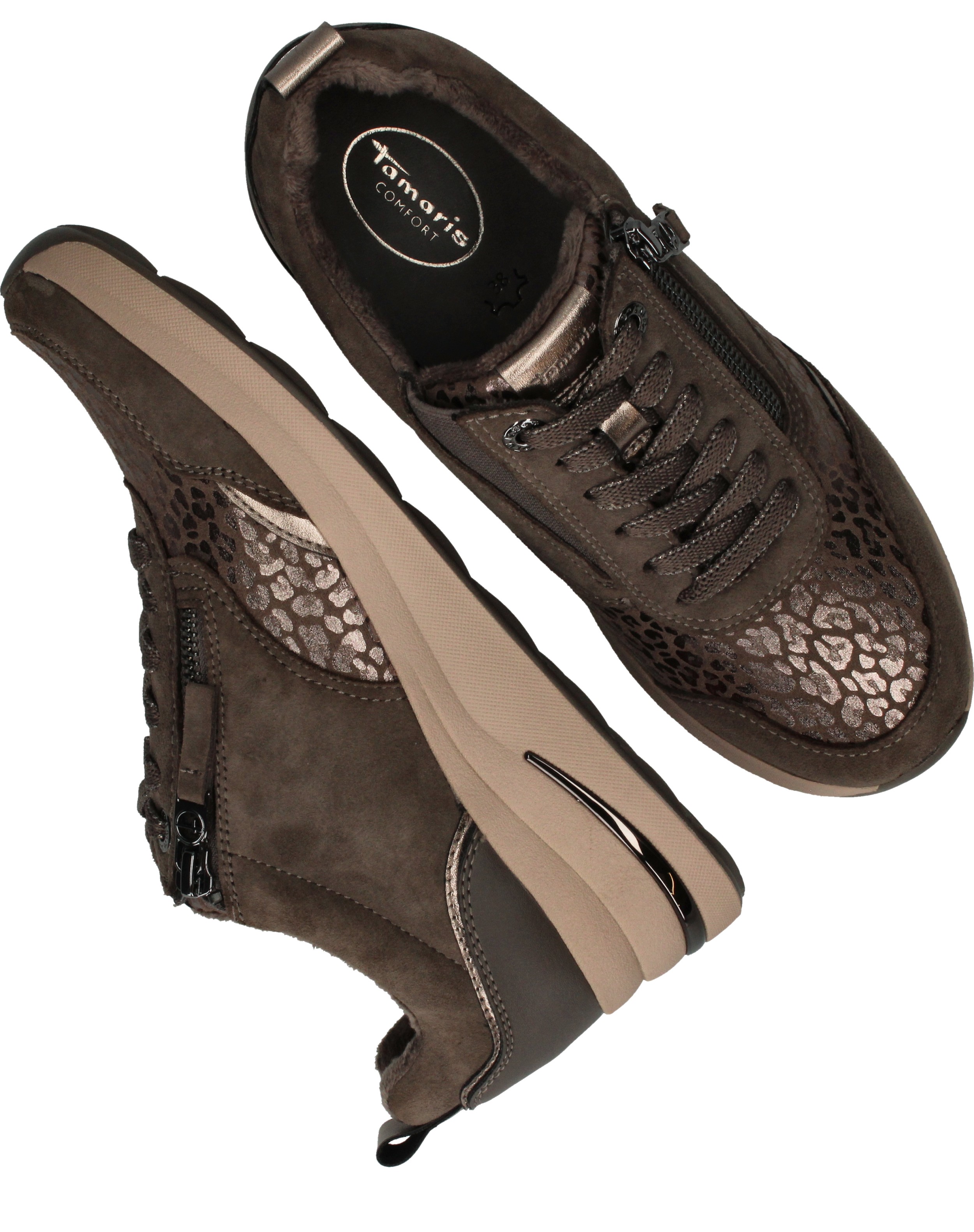 Tamaris Comfort Sneakers Dames Taupe, sneaker voor dames – foto 4