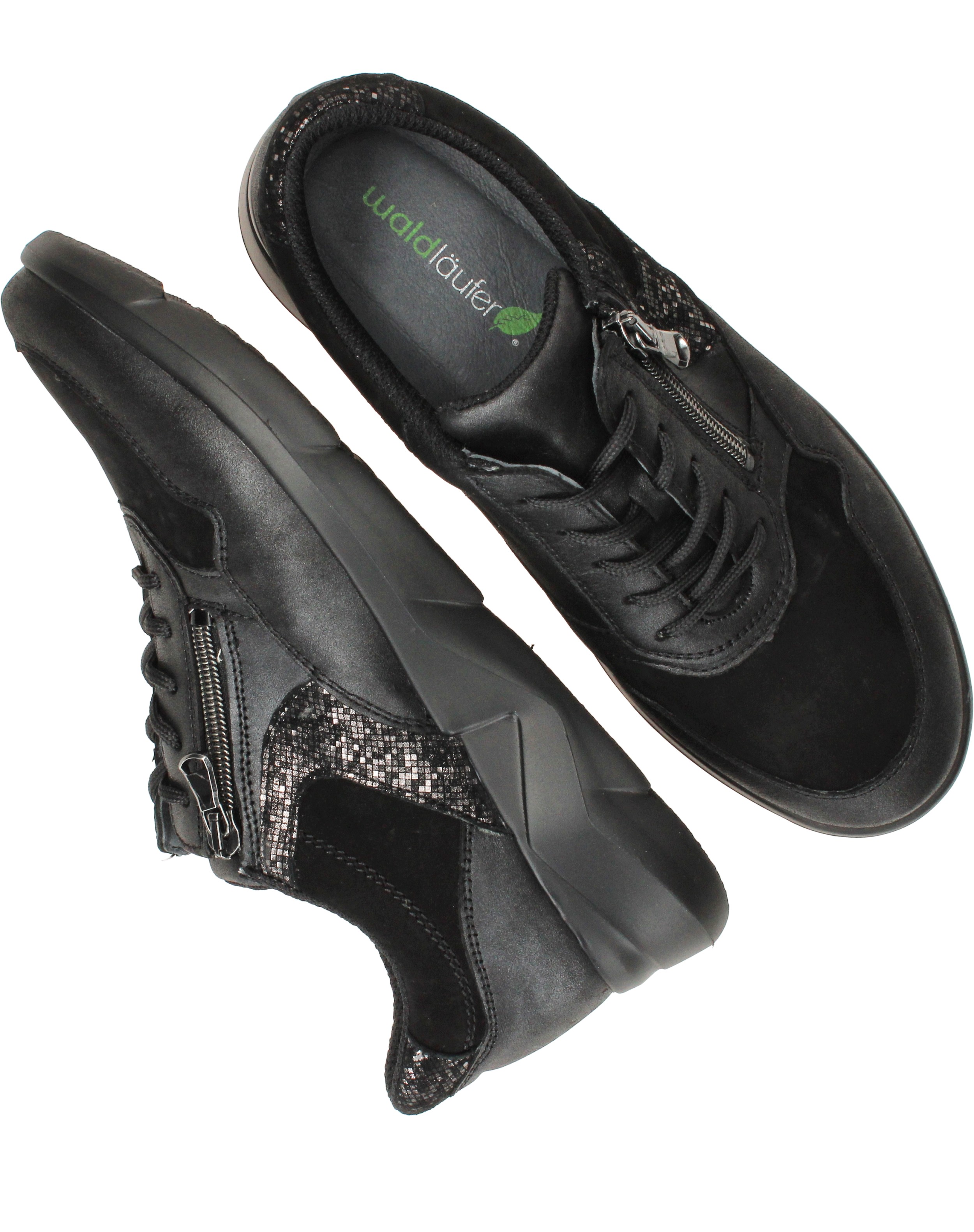 Waldlaufer Funky Sneakers Dames Zwart, sneaker voor dames – foto 4