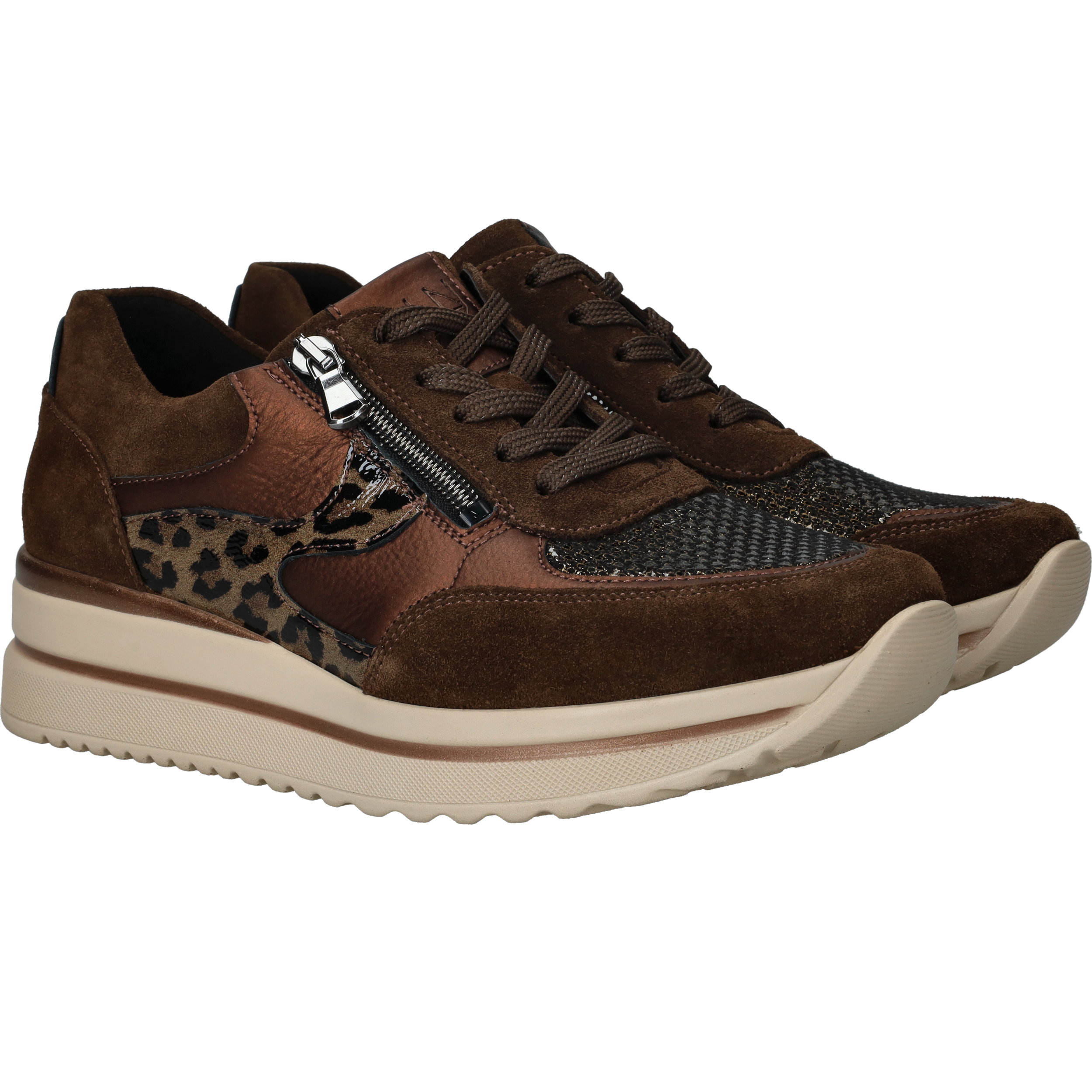 Waldlaufer Luana Sneakers Dames Bruin, sneaker voor dames – foto 2