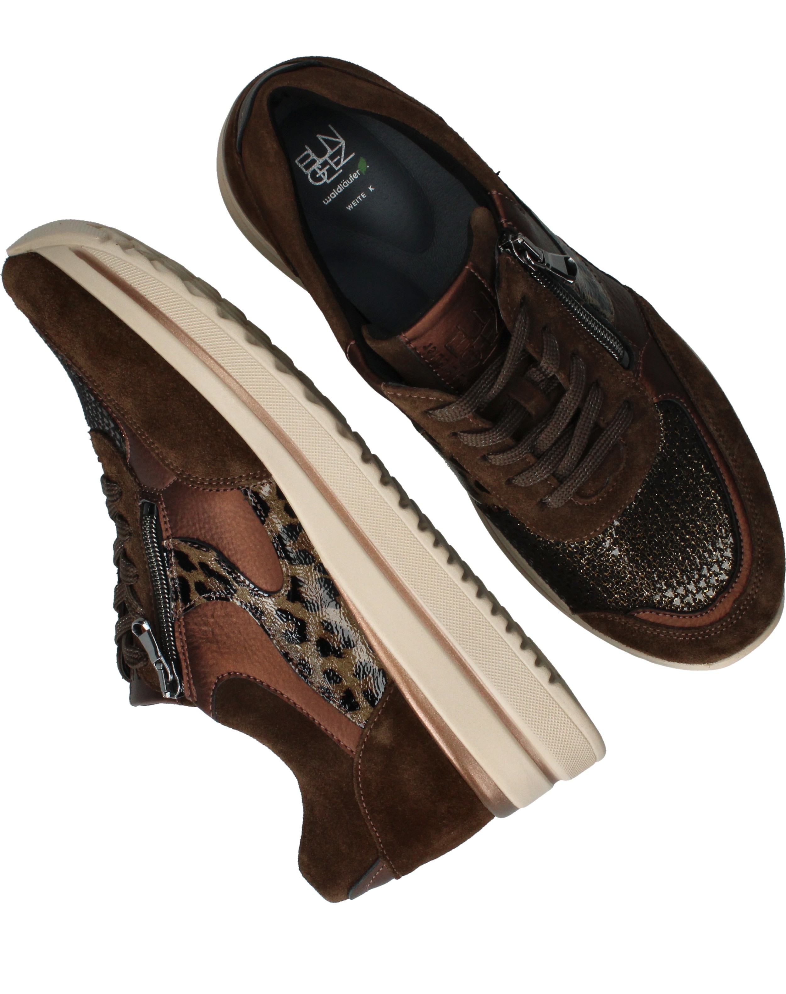 Waldlaufer Luana Sneakers Dames Bruin, sneaker voor dames – foto 4