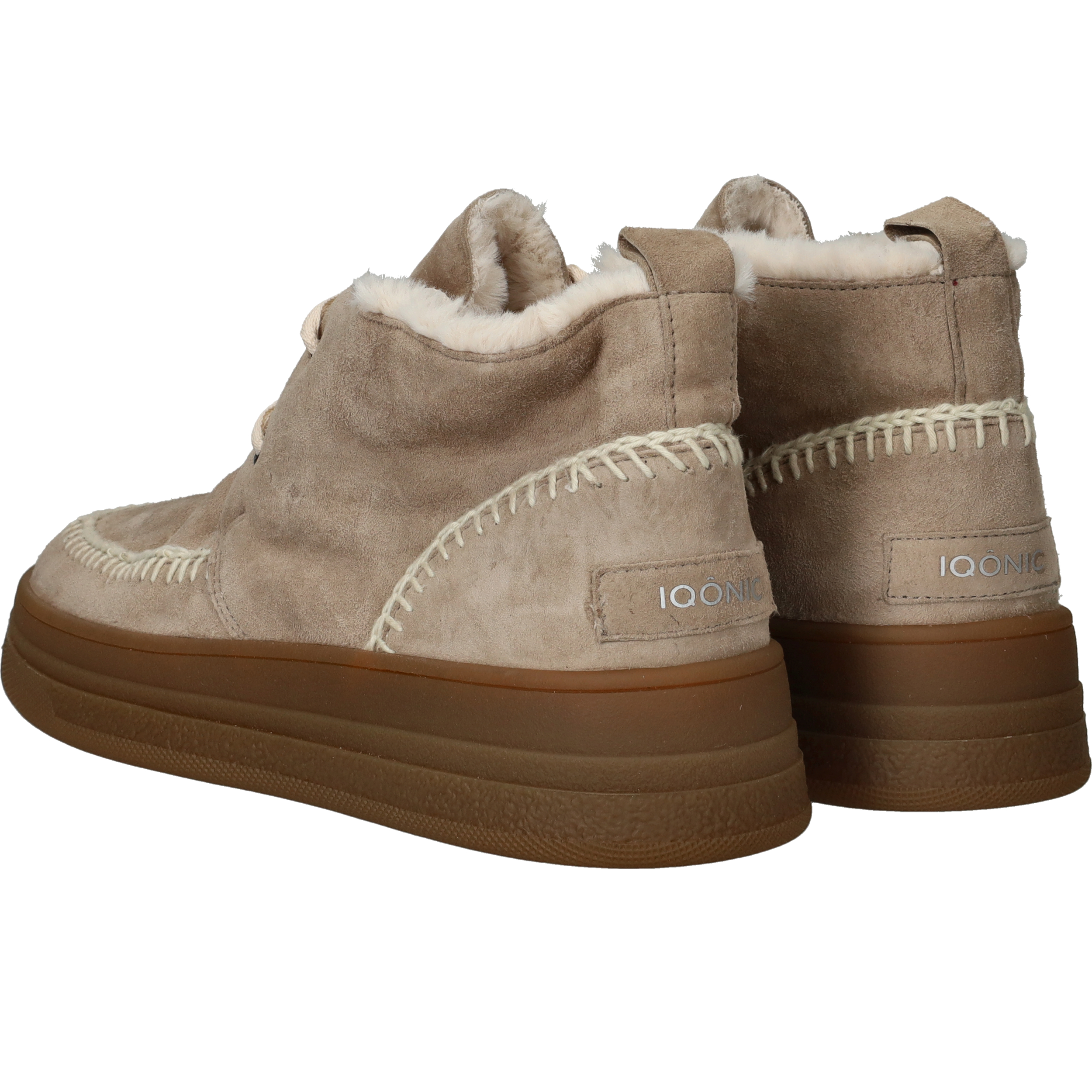 Iqonic Veterschoenen Dames Beige, veterschoen voor dames – foto 3