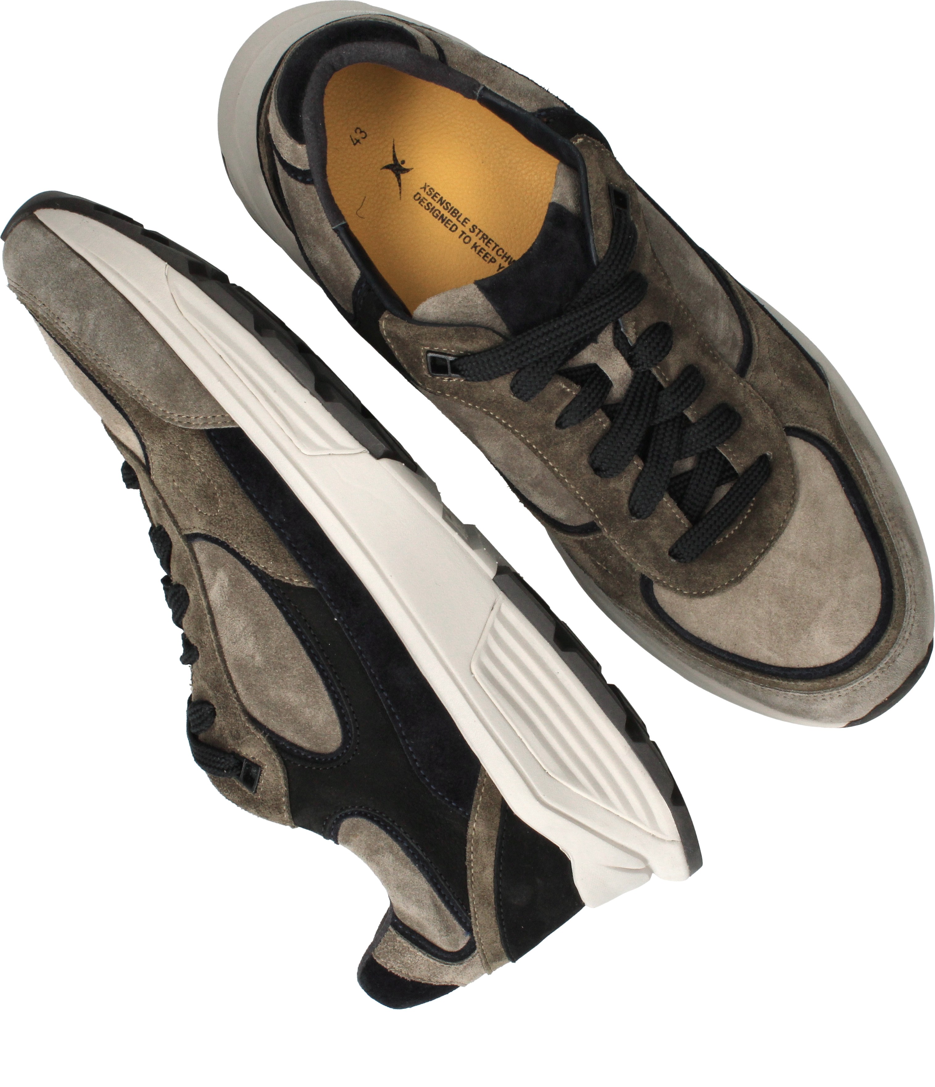 Xsensible Manhattan Stretchwalker Sneakers Taupe Heren | Durlinger.com