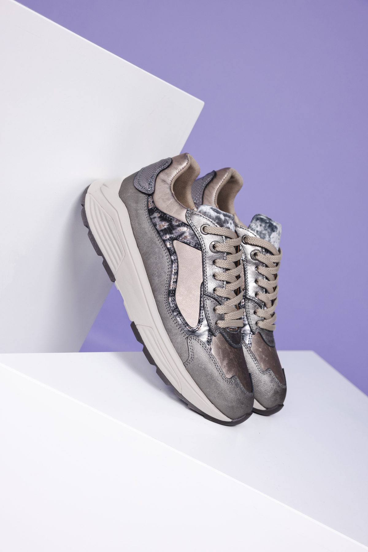Xsensible Milau Stretchwalker Sneakers Dames Zilver, sneaker voor dames – foto 2