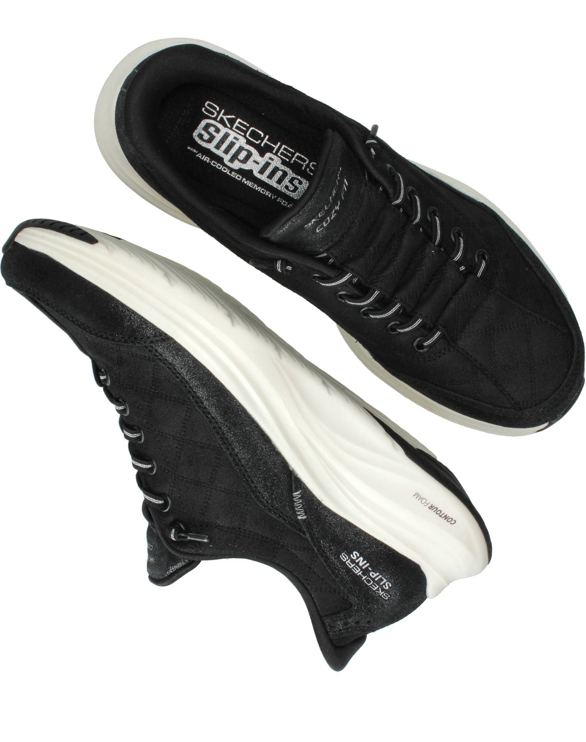 Skechers Slip-Ins Contour Foam Sneakers Dames Zwart, sneaker voor dames – foto 4