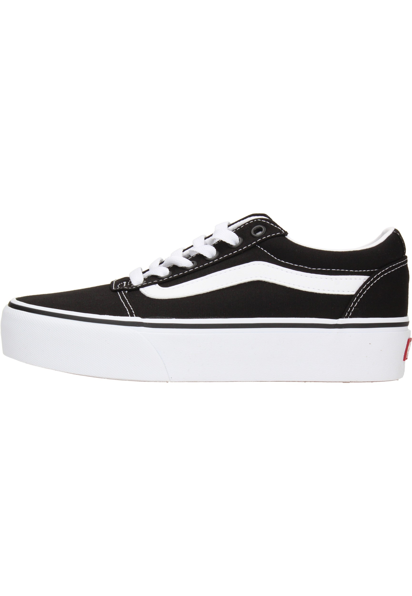 Vans Ward Platform Canvas Dames Sneakers - Black/White - Maat 36