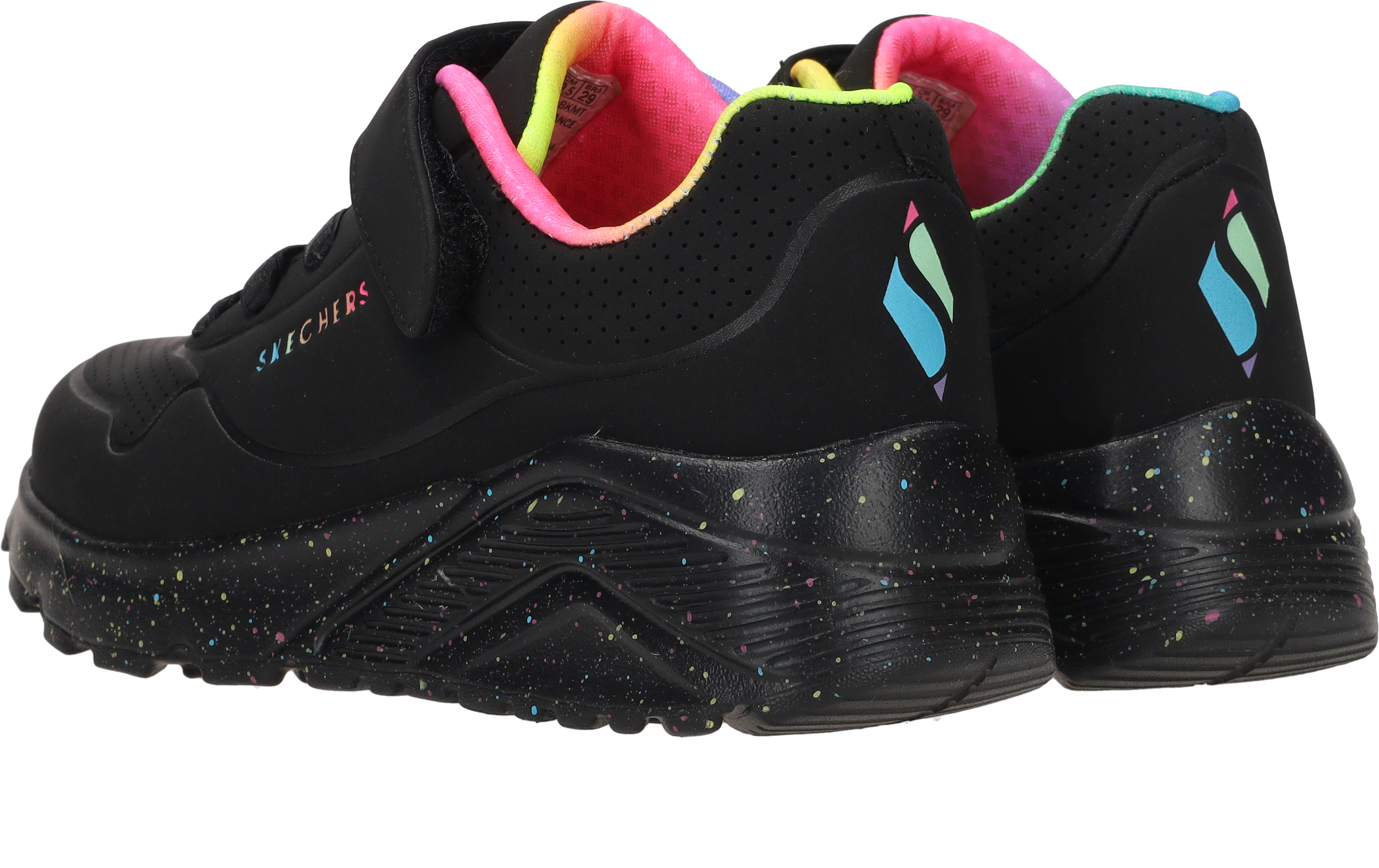 Skechers Uno Lite Rainbow Specks Sneakers Meisjes Zwart