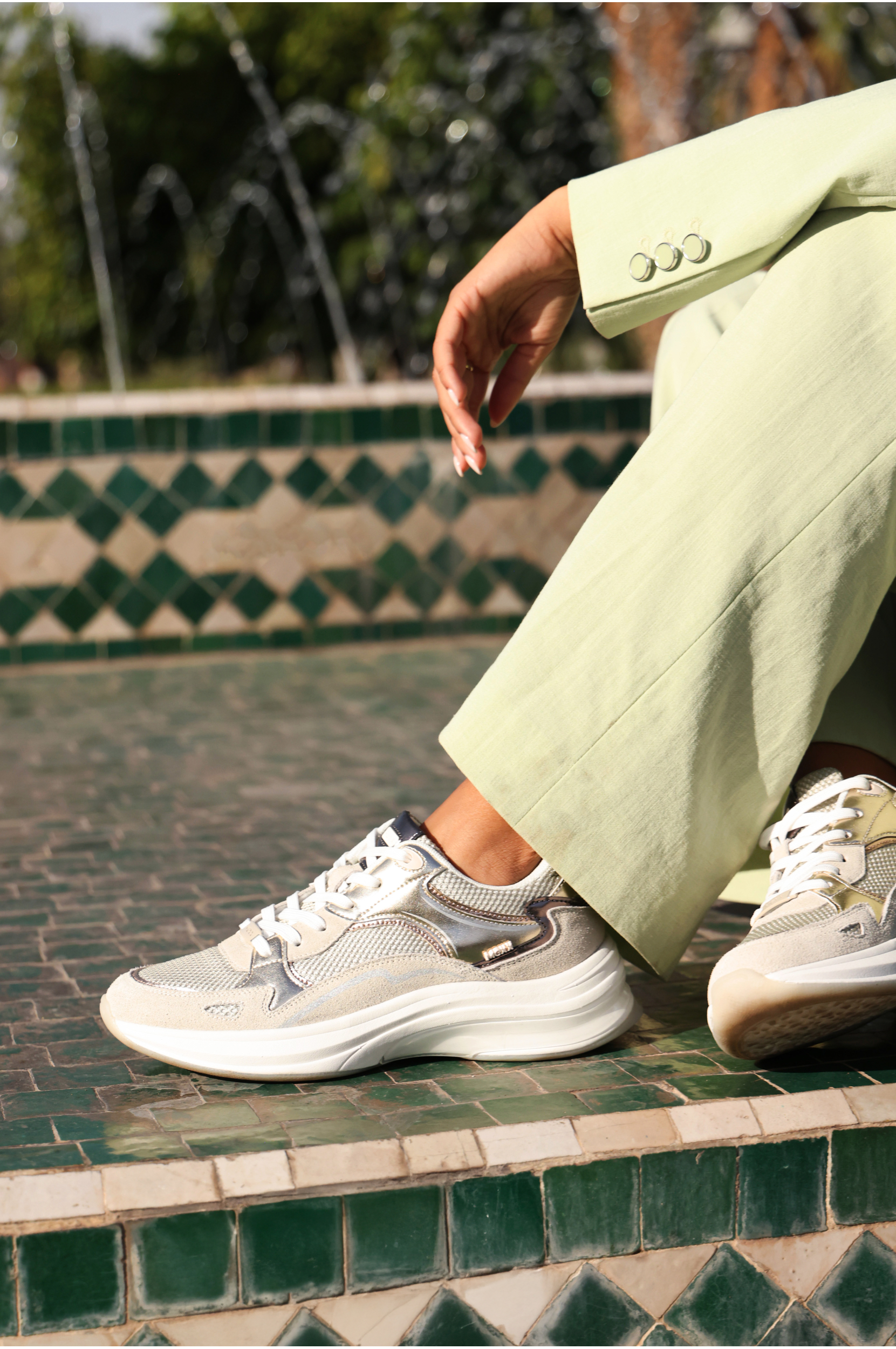 Mexx Racoon Sneakers Dames Beige, sneaker voor dames – foto 3