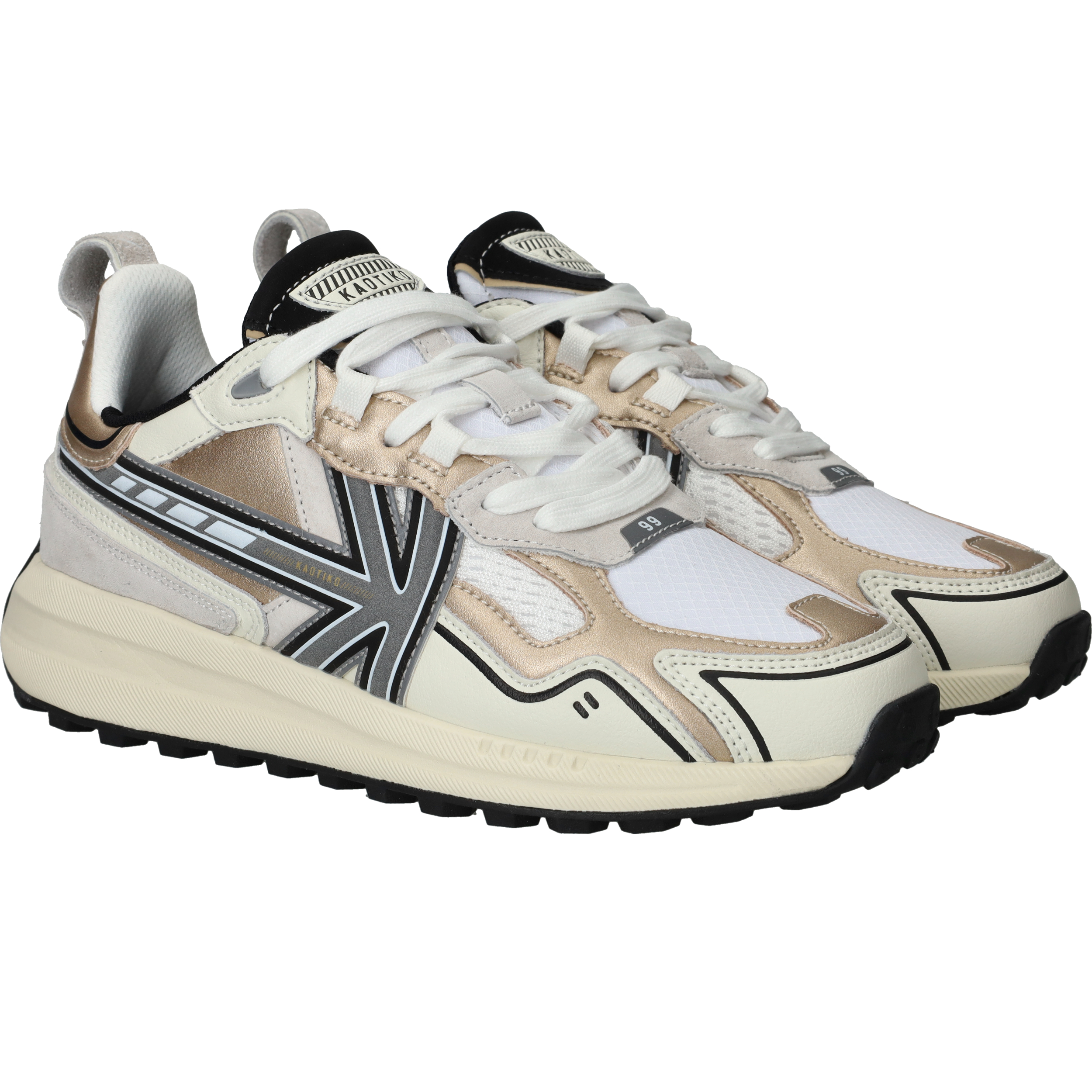 Kaotiko Detroit Tach Sneakers Dames Beige, sneaker voor dames – foto 2