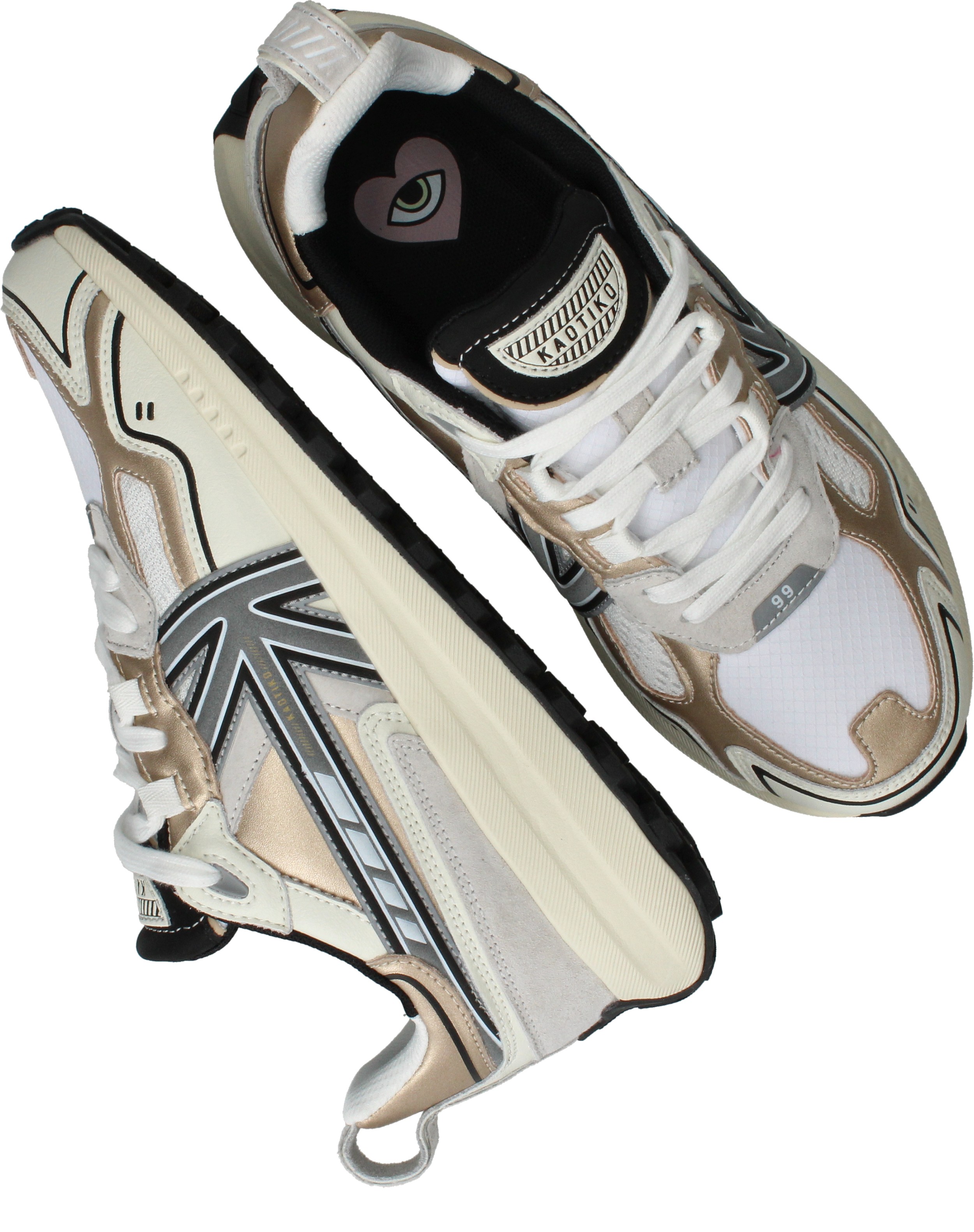 Kaotiko Detroit Tach Sneakers Dames Beige, sneaker voor dames – foto 4