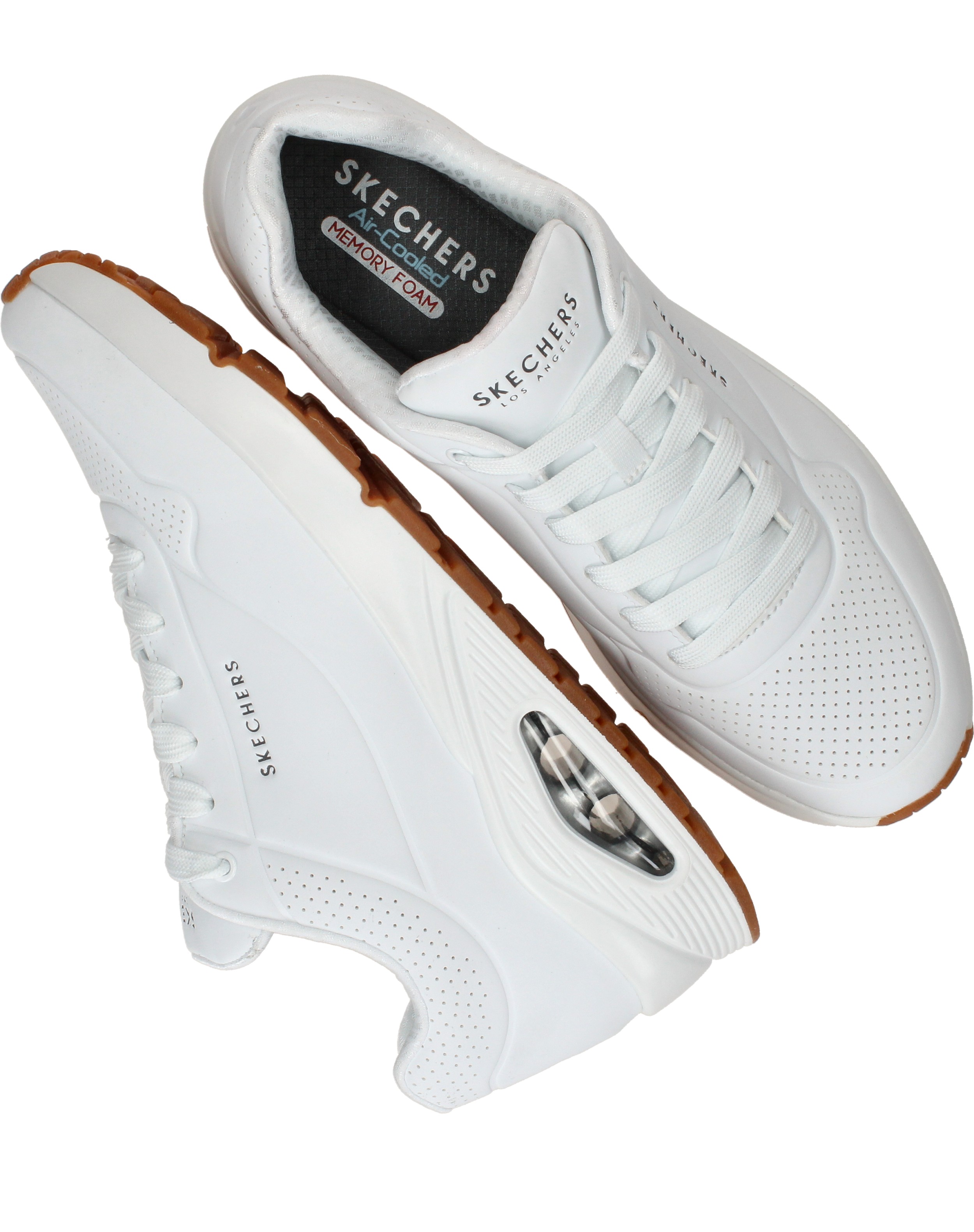 skechers air cooled memory foam white
