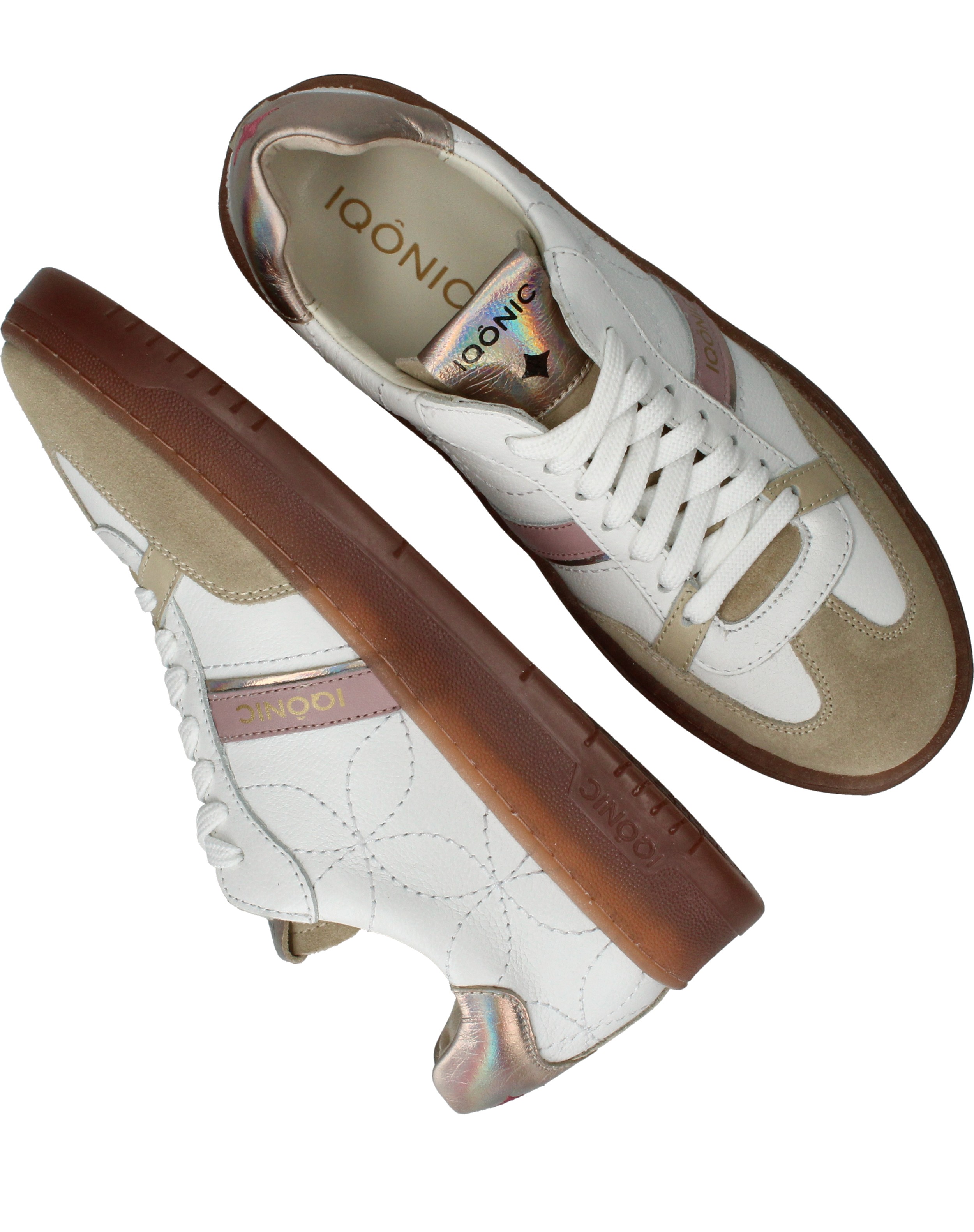 Iqonic Sneakers Dames Beige, sneaker voor dames – foto 4