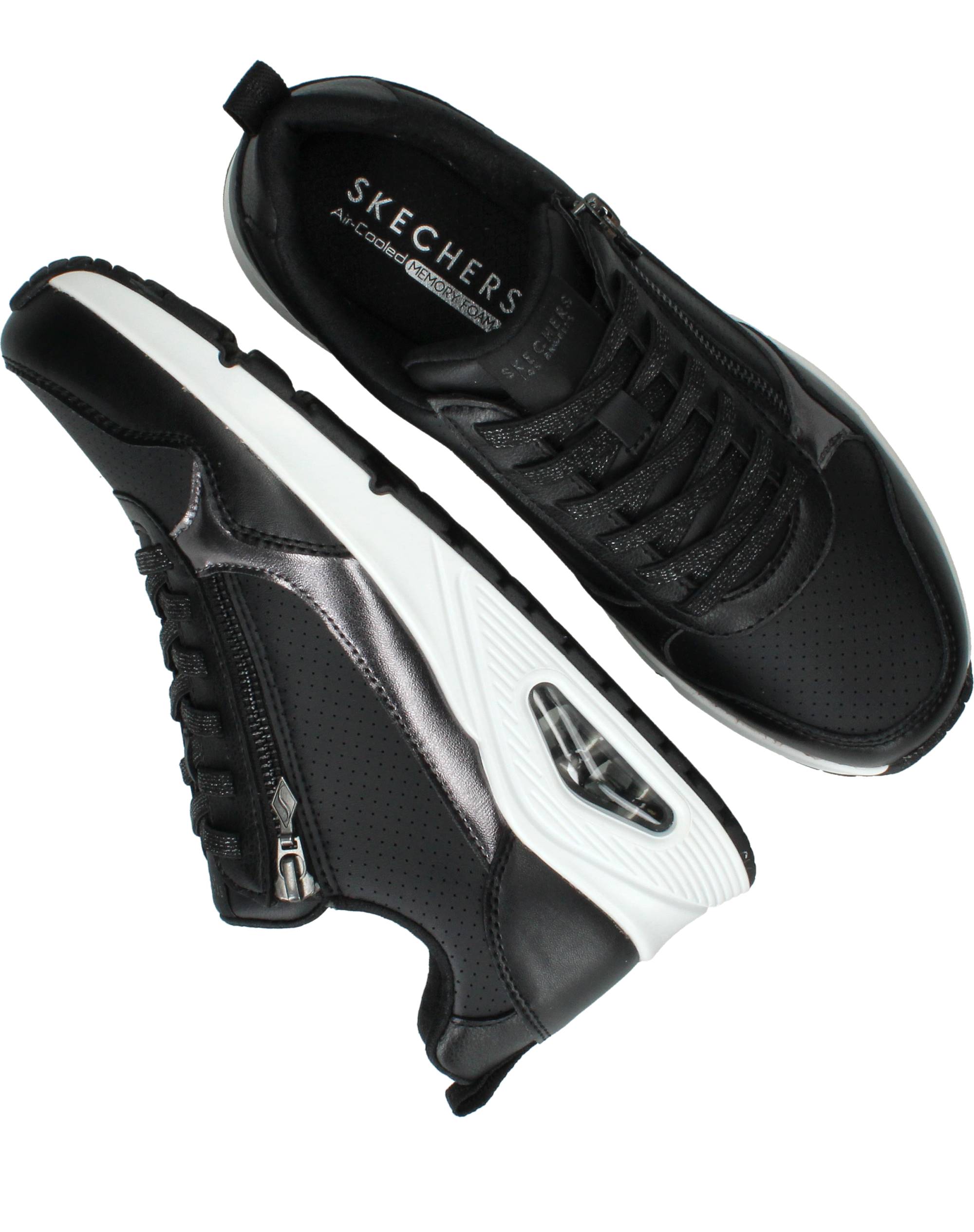 Skechers Uno Metallic Sliders Sneakers Dames Zwart, sneaker voor dames – foto 4