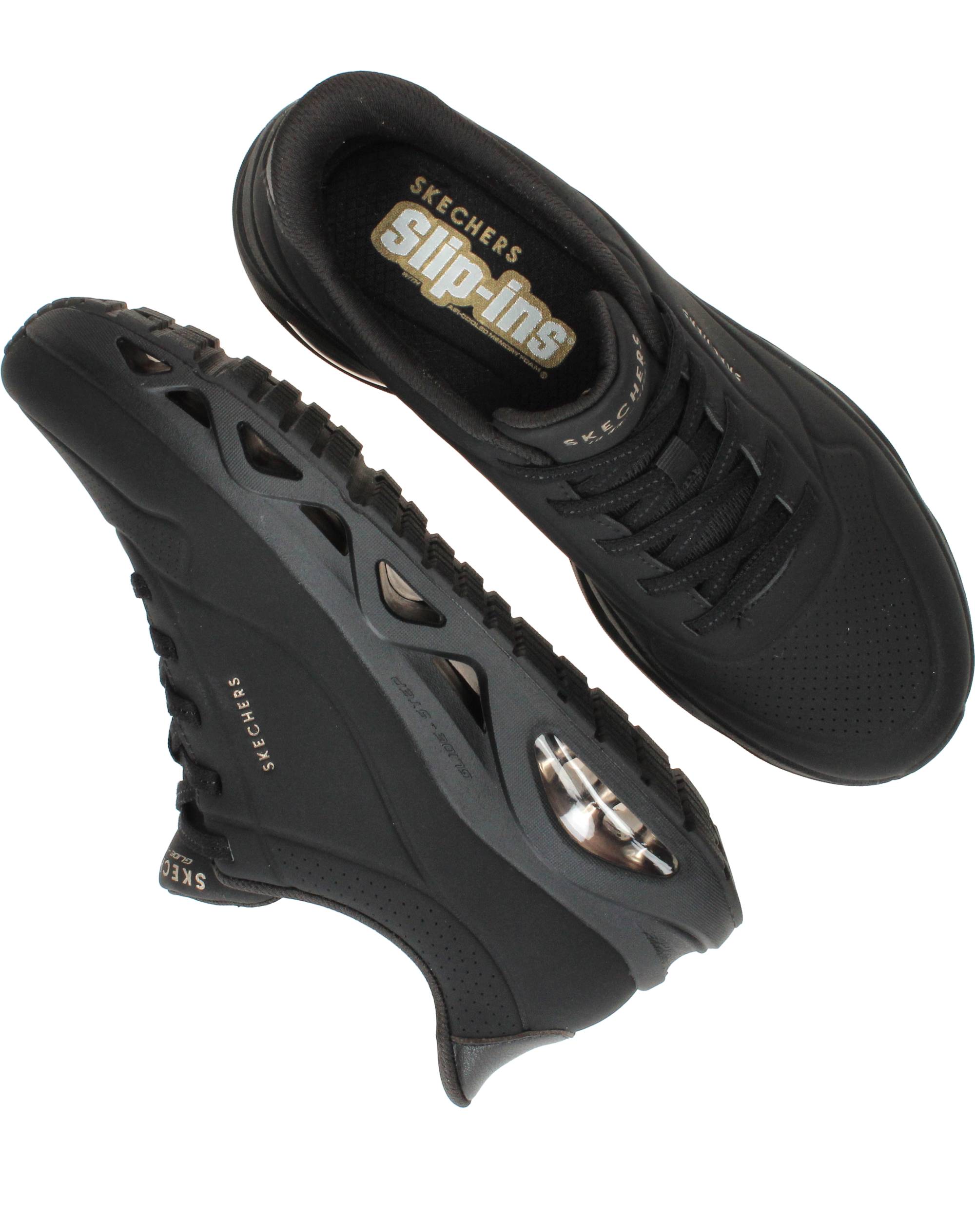 Skechers Uno Glide Step Glide On Air Sneakers Dames Zwart, sneaker voor dames – foto 4