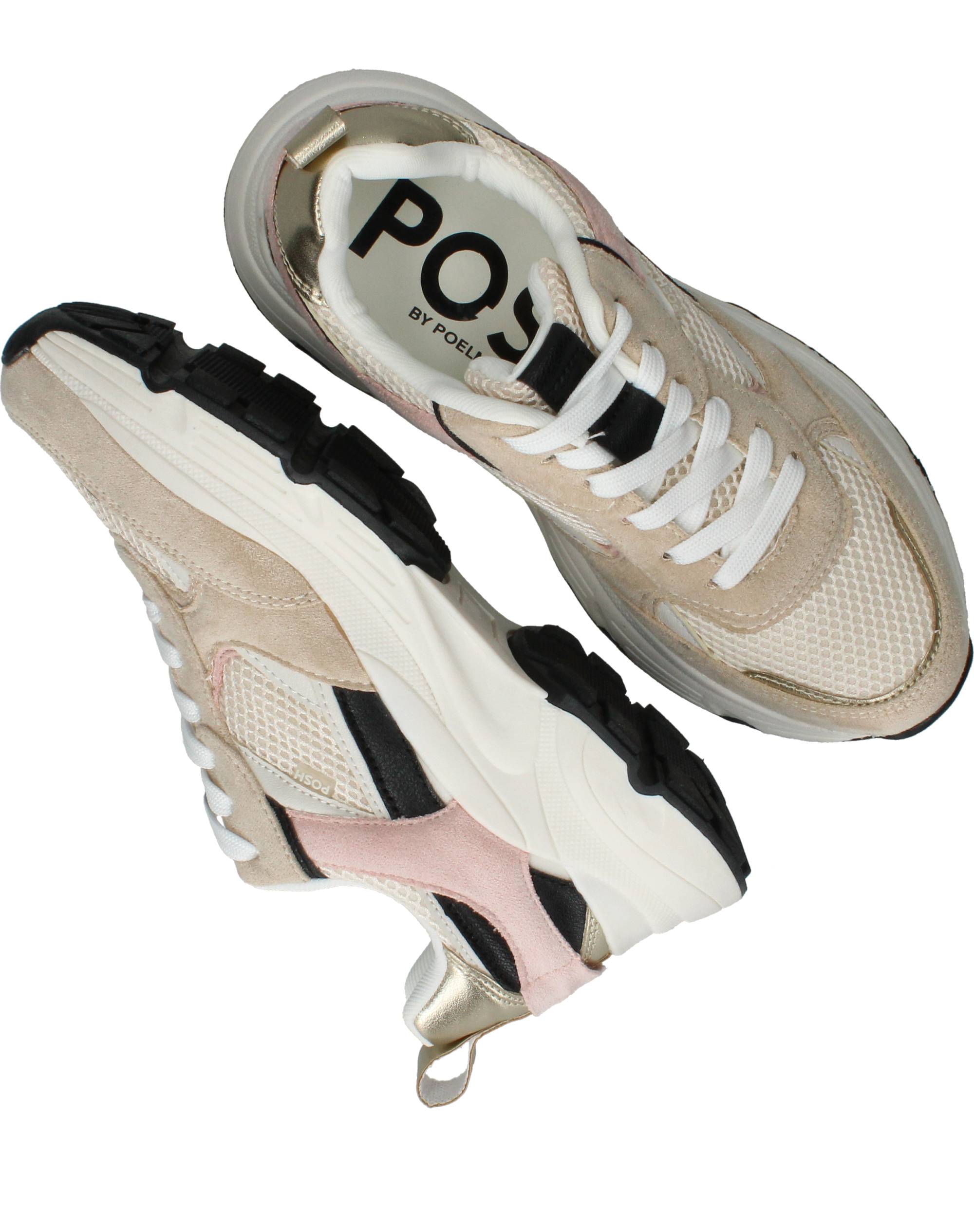 POSH By Poelman Sneakers Dames Beige, sneaker voor dames – foto 4