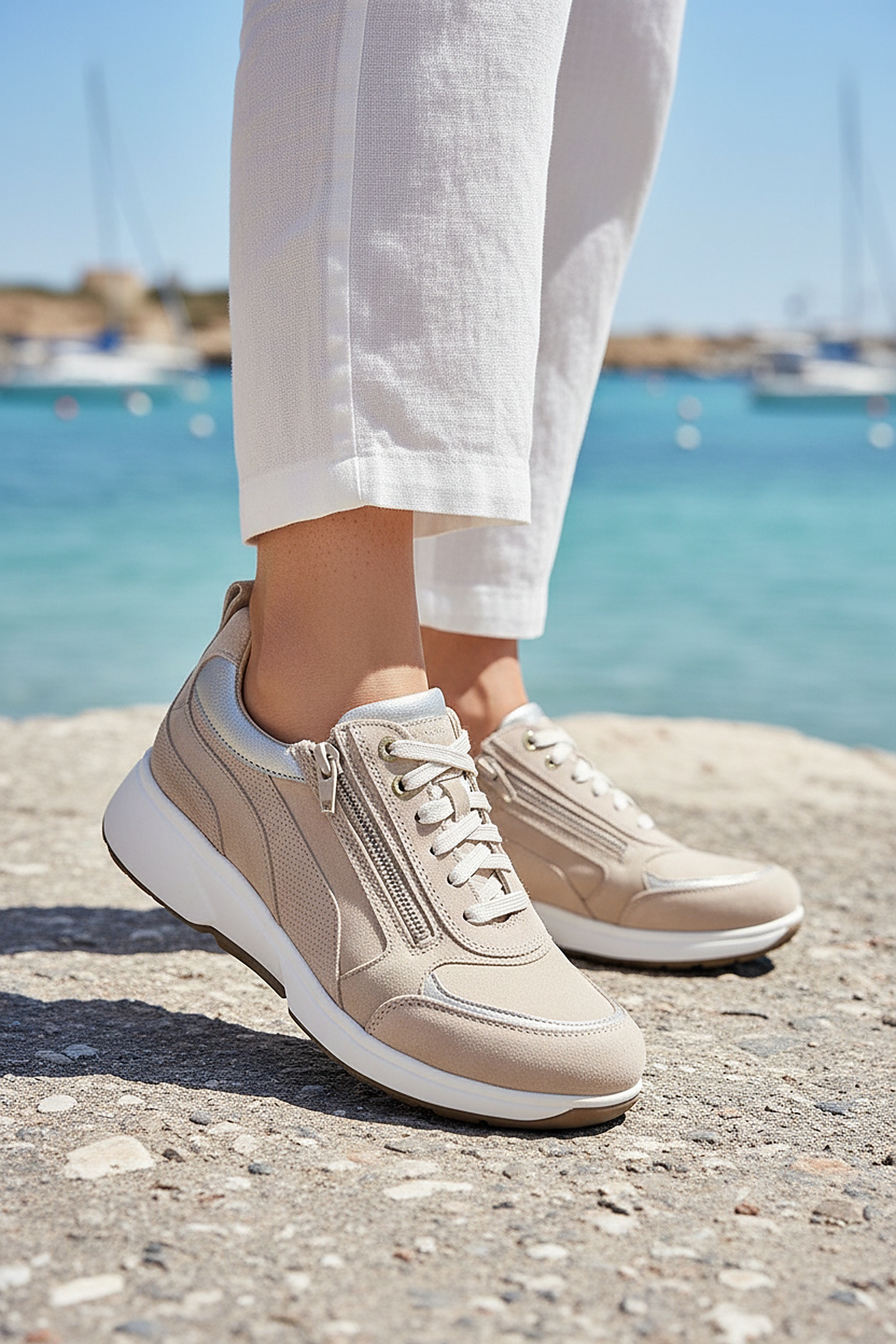 Xsensible Valletta Stretchwalker Sneakers Dames Beige, sneaker voor dames – foto 3