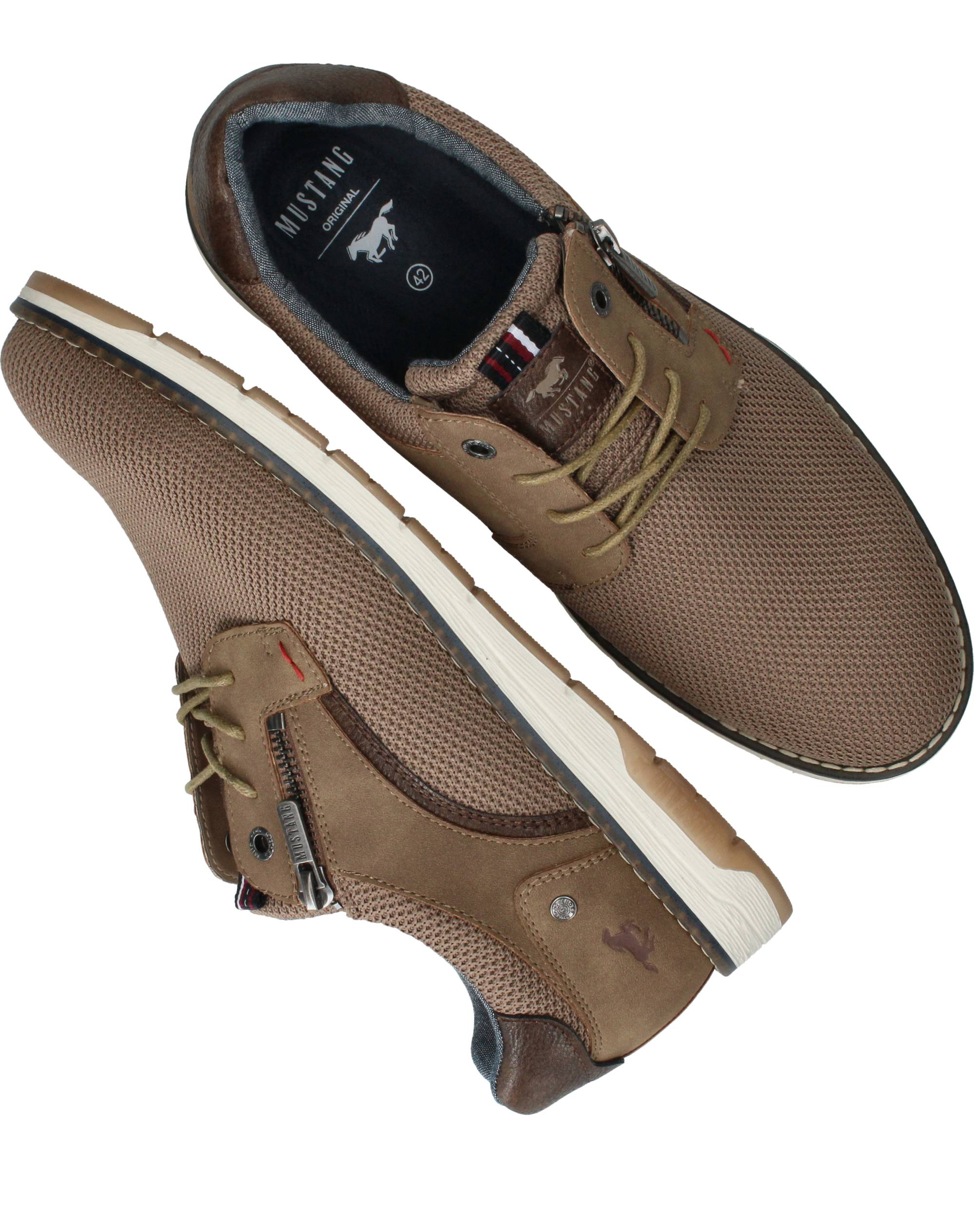Mustang Veterschoenen Heren Taupe, veterschoen voor heren – foto 4
