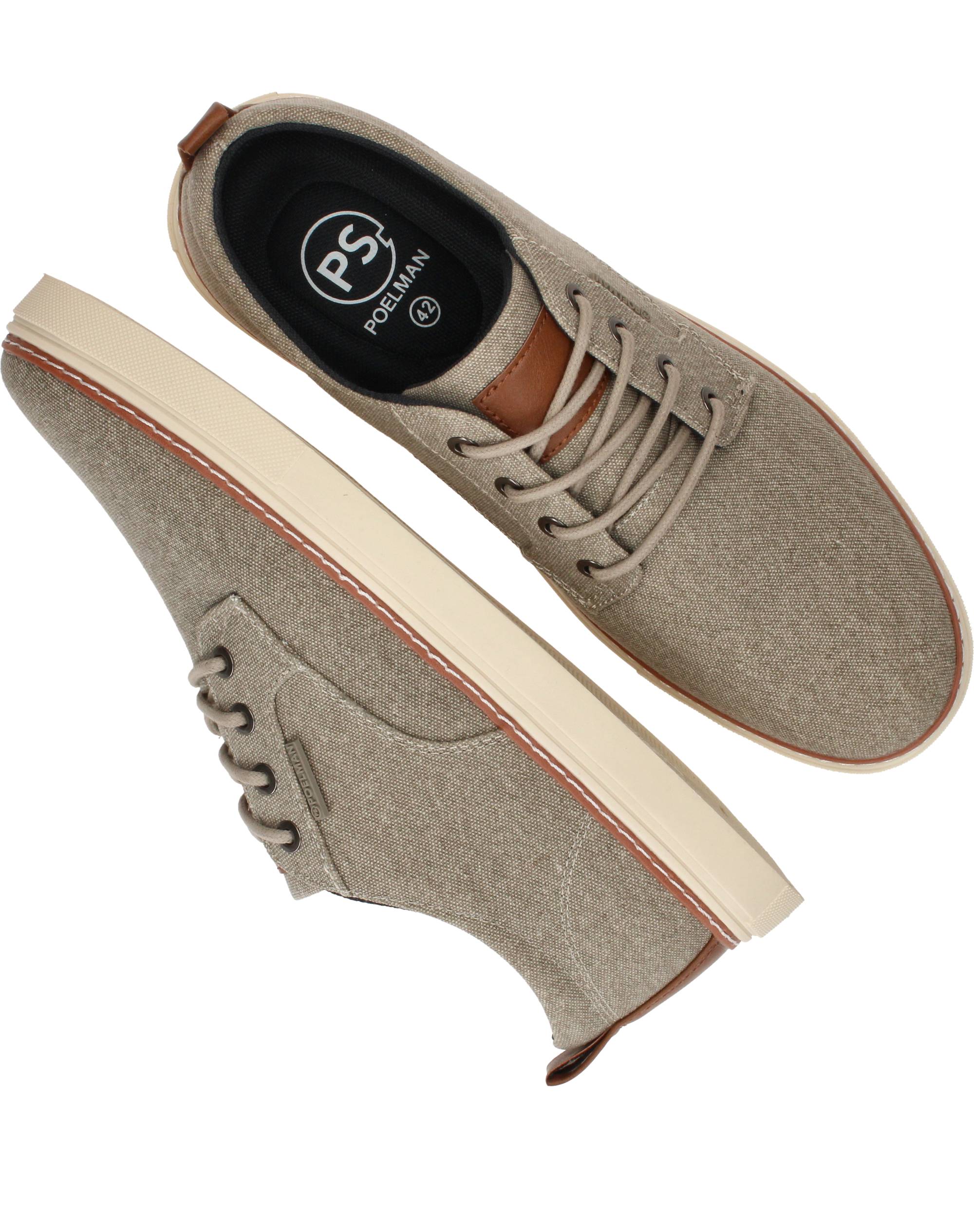 Ps Poelman Canvas Veterschoenen Heren Beige, veterschoen voor heren – foto 4